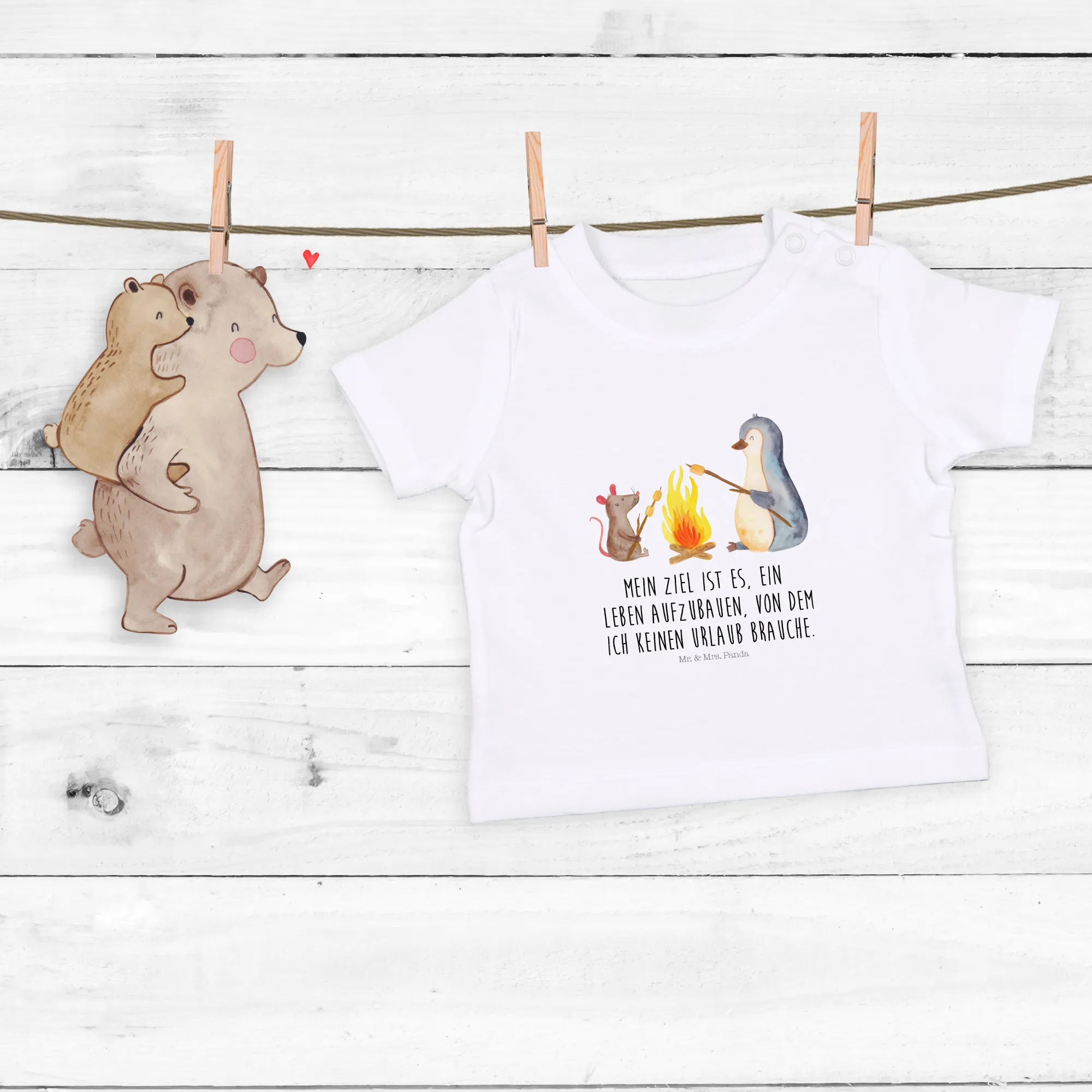 Organic Baby Shirt Pinguin Lagerfeuer