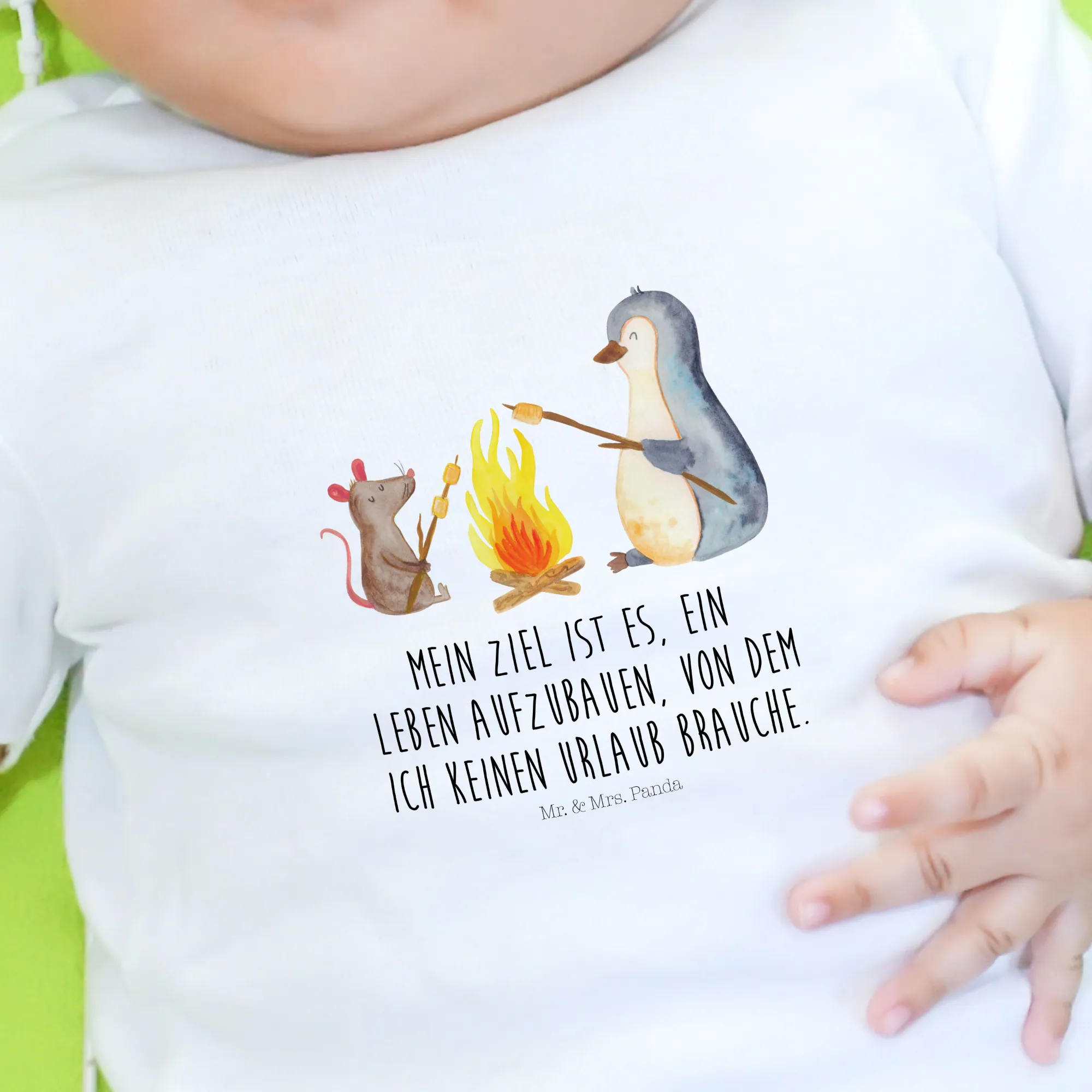 Organic Baby Shirt Pinguin Lagerfeuer