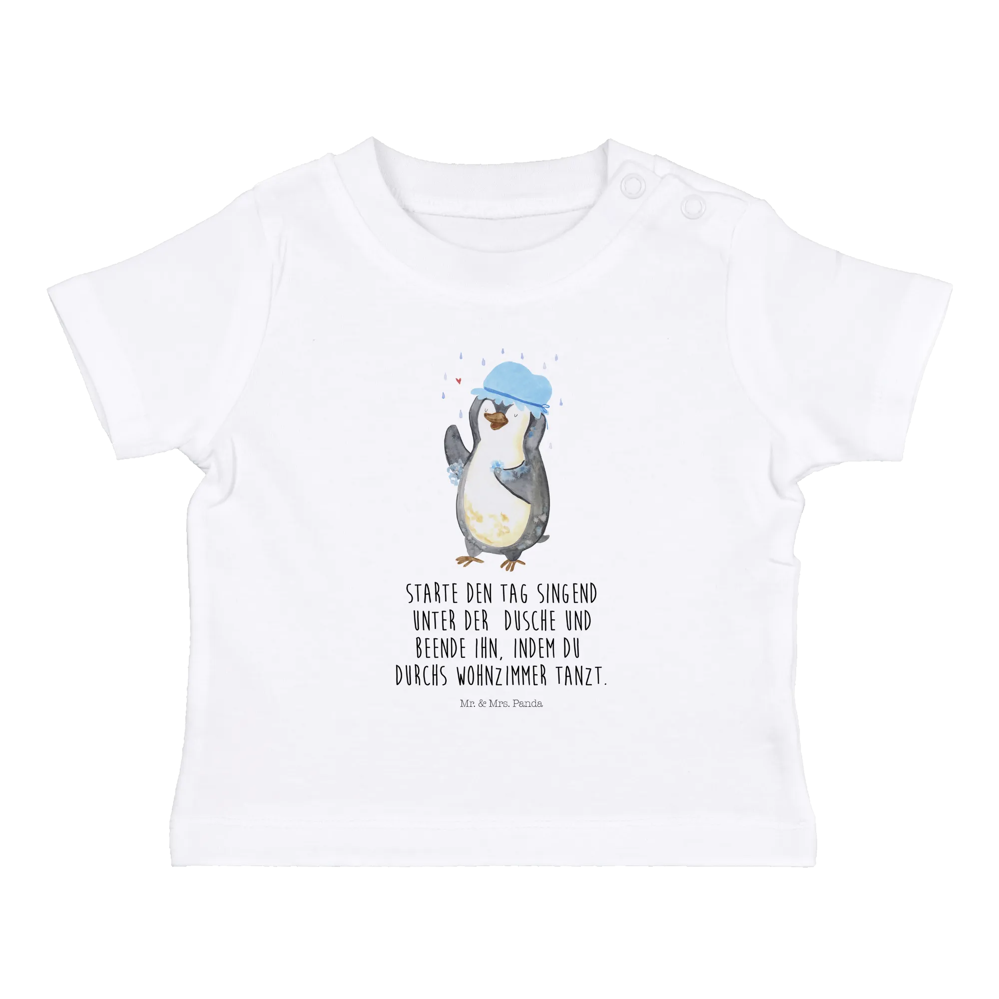 Organic Baby Shirt Pinguin Duschen