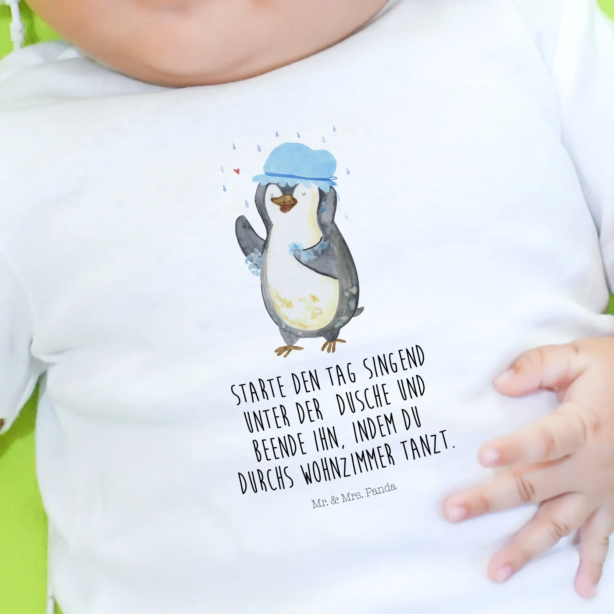 Organic Baby Shirt Pinguin Duschen