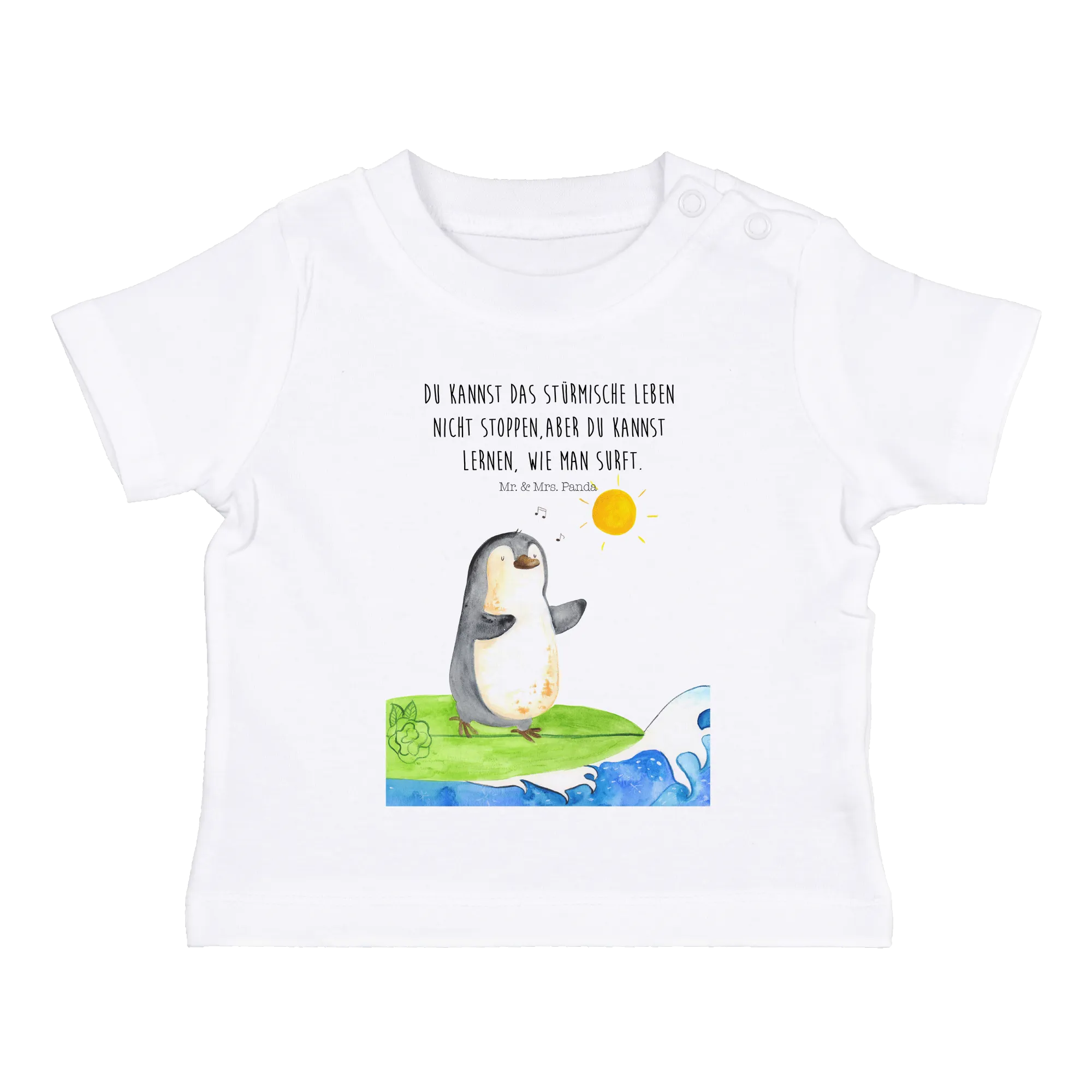 Organic Baby Shirt Pinguin Surfer