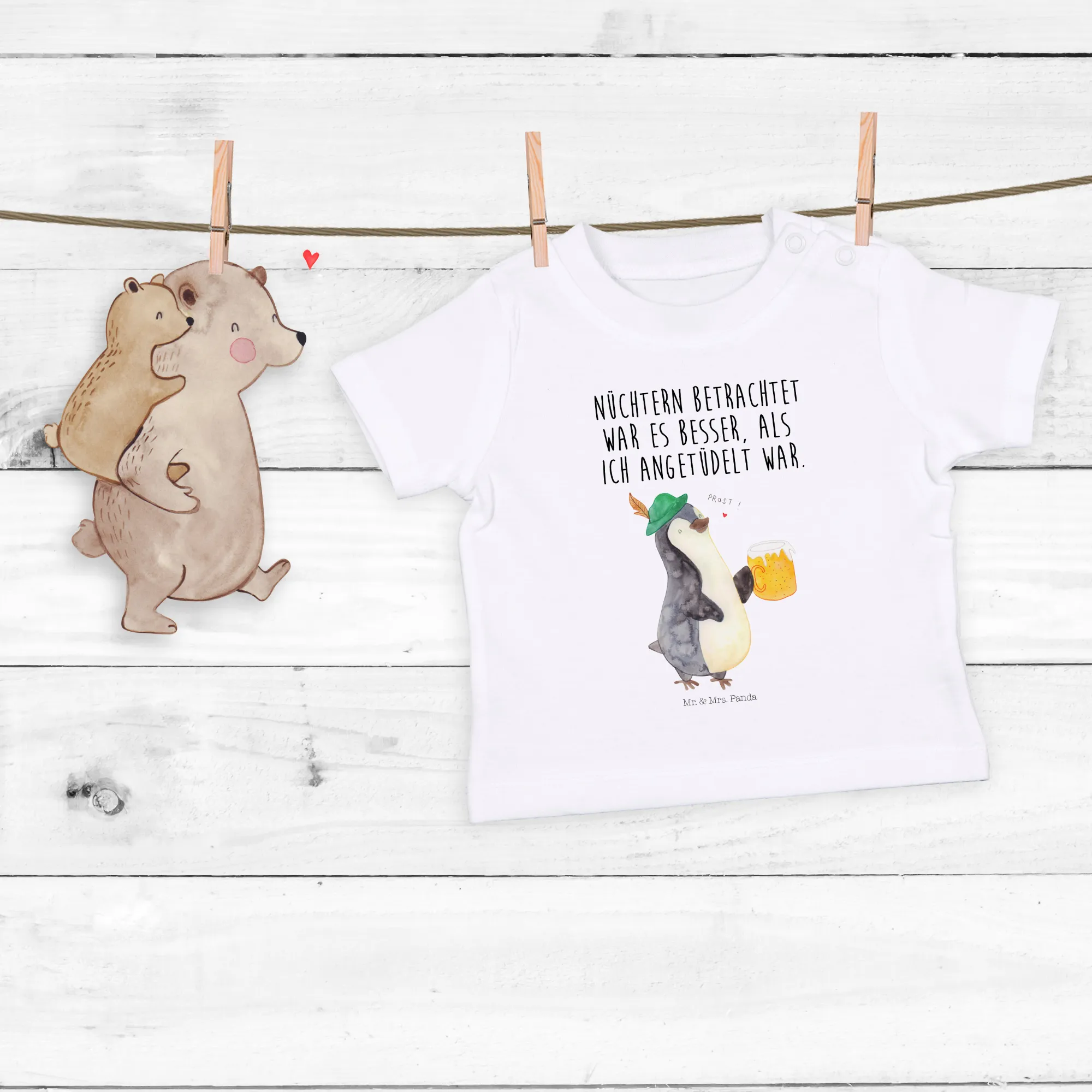 Organic Baby Shirt Pinguin Bier