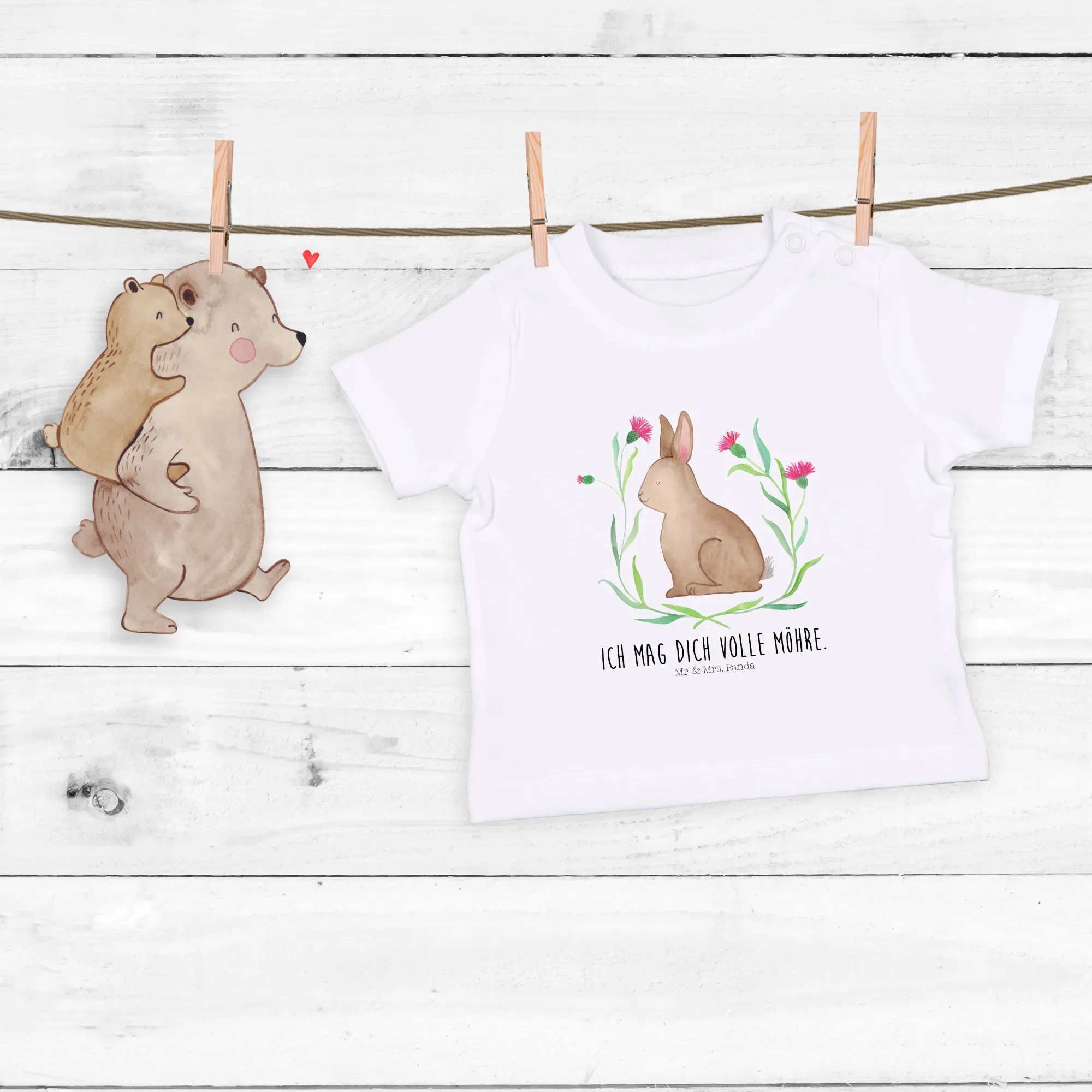 Organic Baby Shirt Hase Sitzen