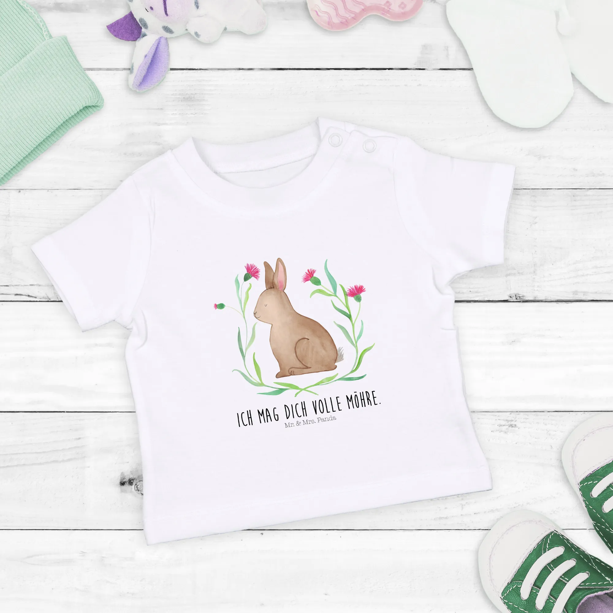 Organic Baby Shirt Hase Sitzen