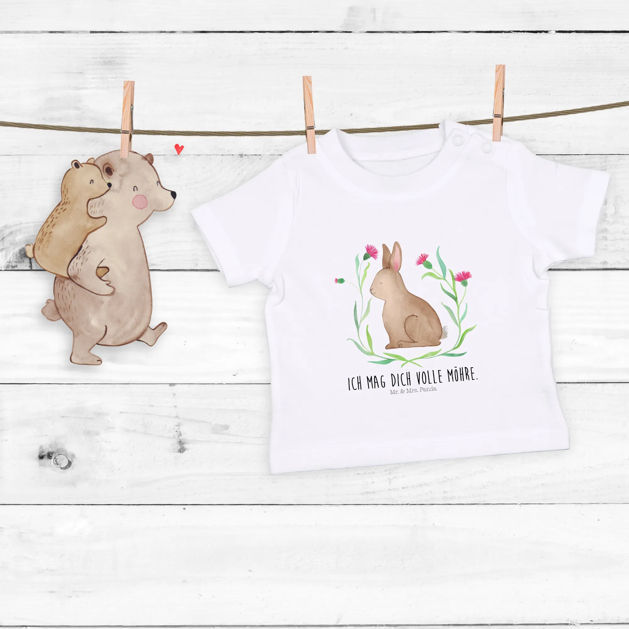 Organic Baby Shirt Hase Sitzen