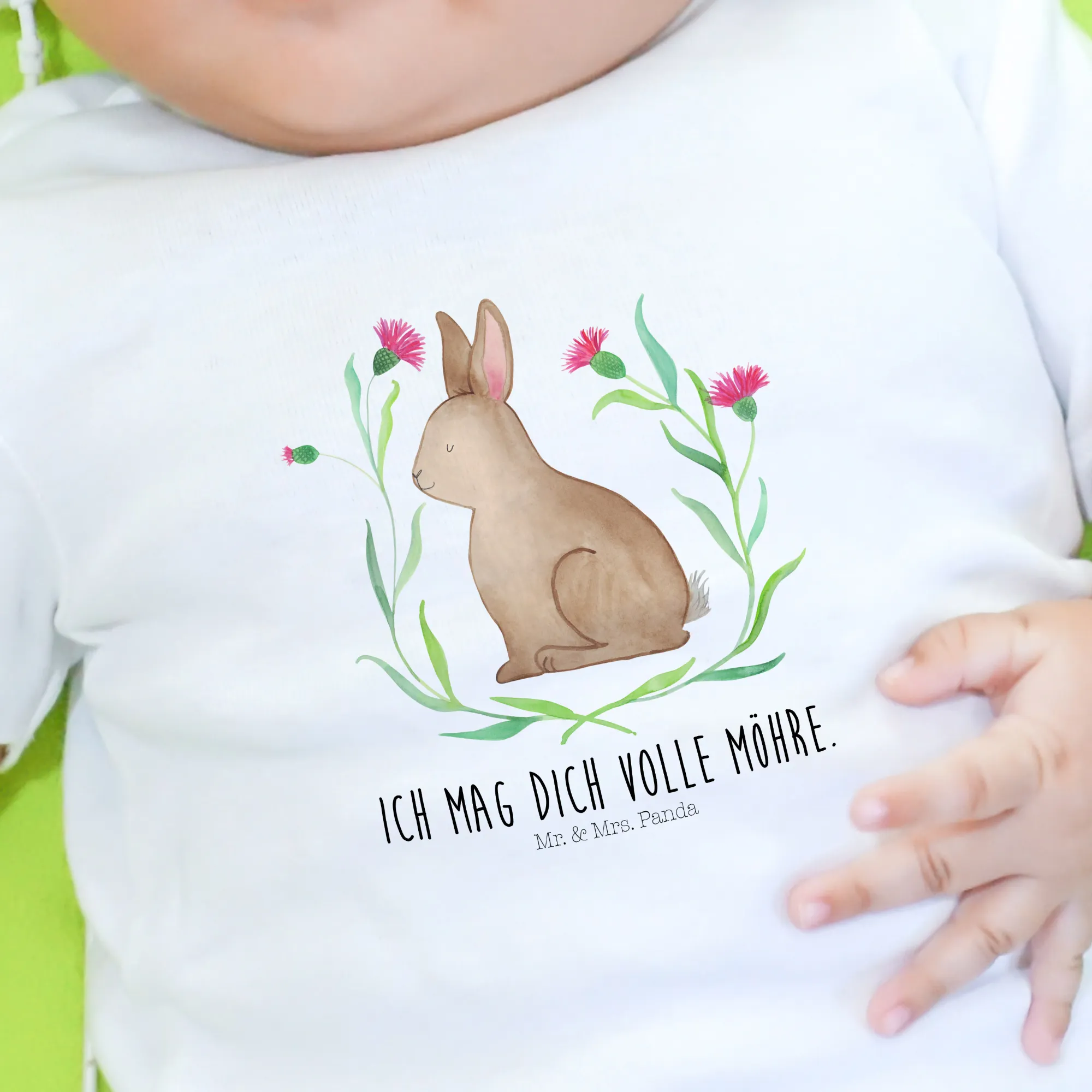 Organic Baby Shirt Hase Sitzen