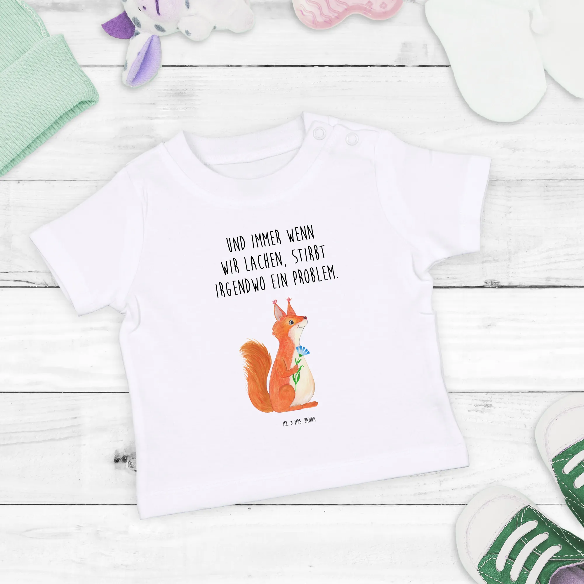 Organic Baby Shirt Eichhörnchen Blume