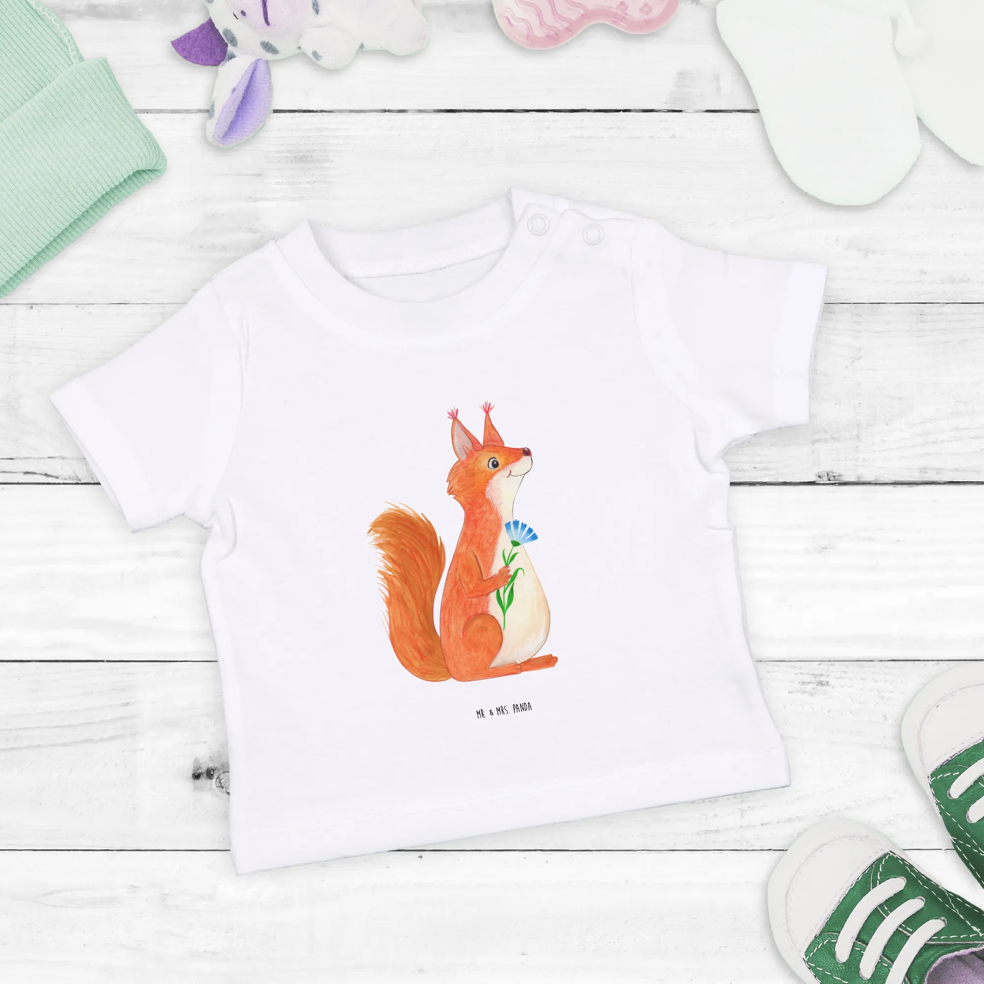 Organic Baby Shirt Eichhörnchen Blume