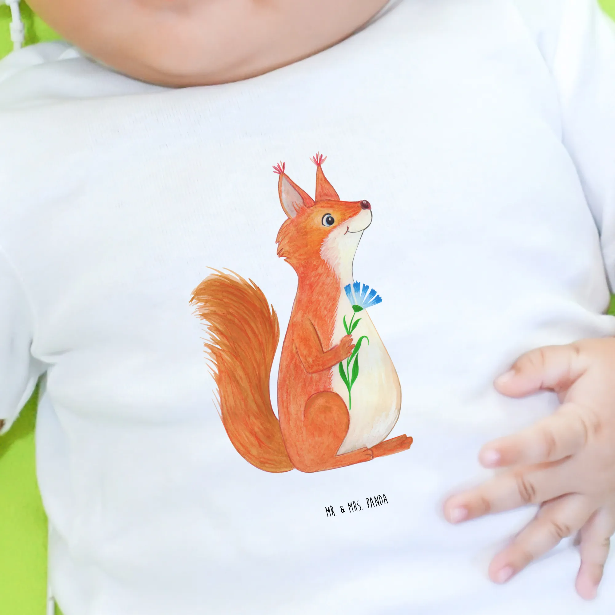 Organic Baby Shirt Eichhörnchen Blume