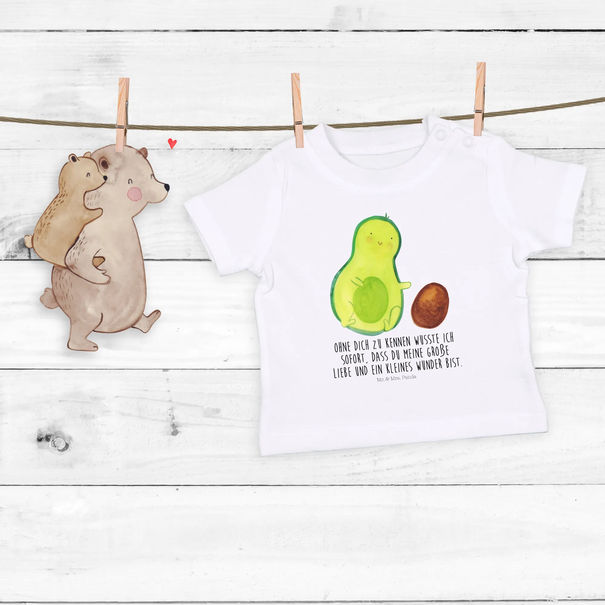 Organic Baby Shirt Avocado Kern rollt