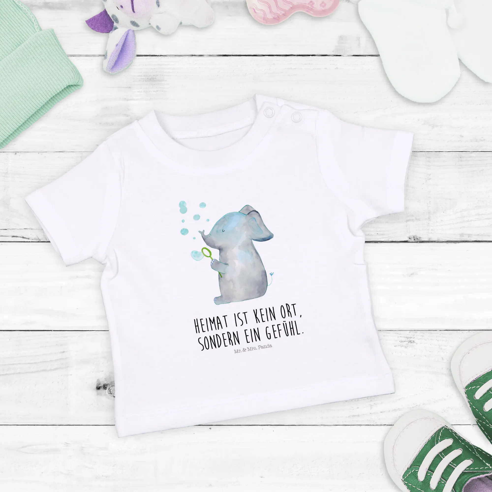 Organic Baby Shirt Elefant Seifenblasen