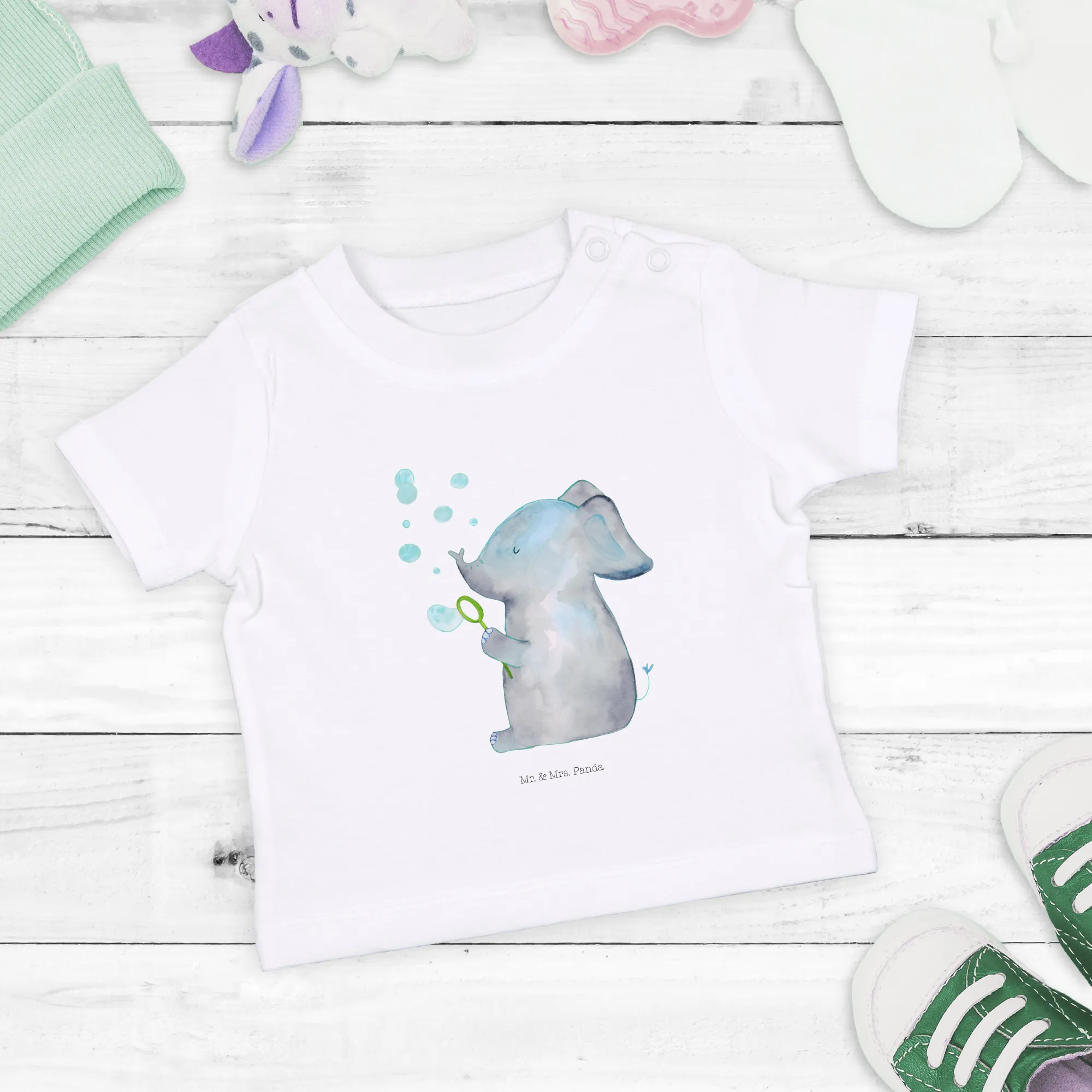 Organic Baby Shirt Elefant Seifenblasen