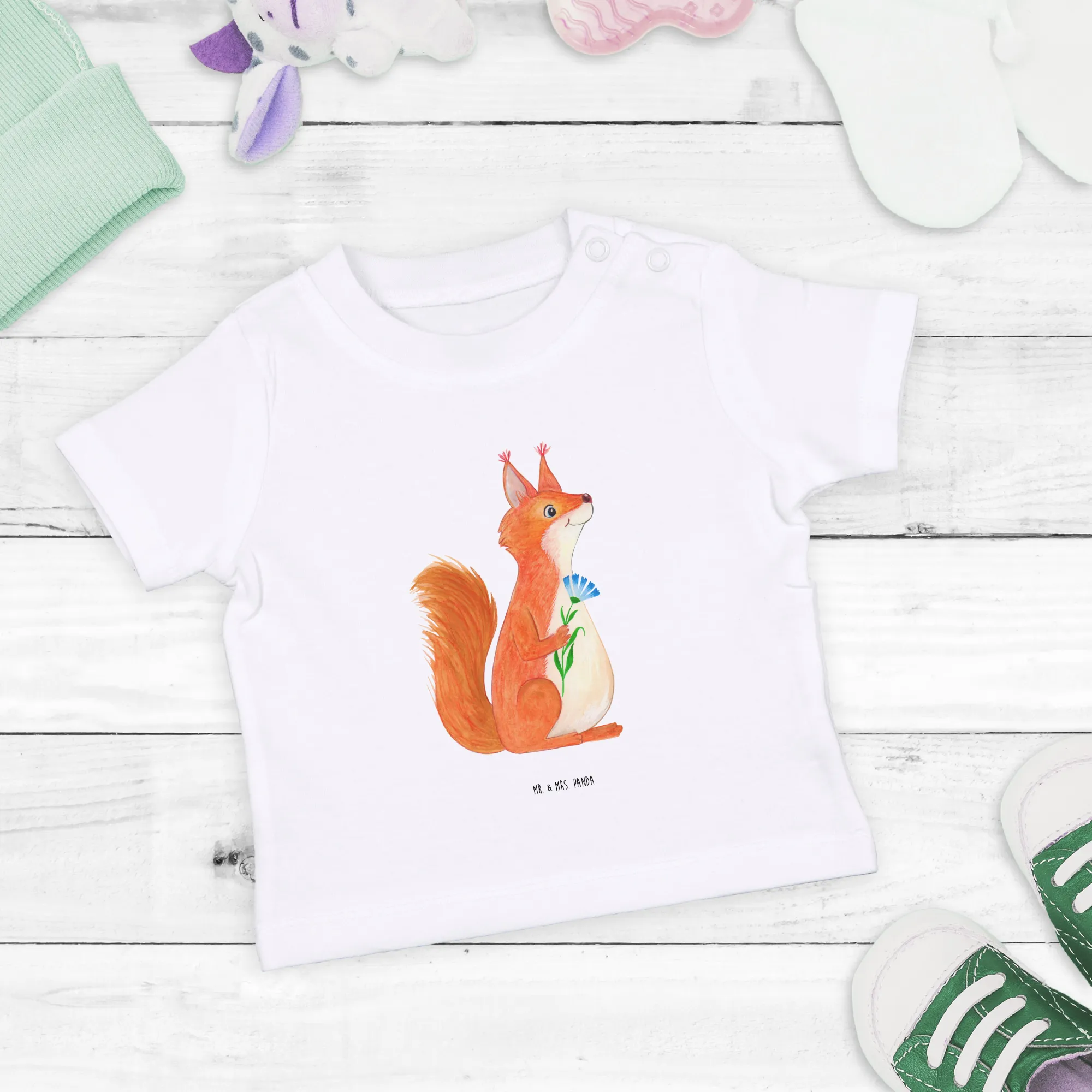 Organic Baby Shirt Eichhörnchen Blume