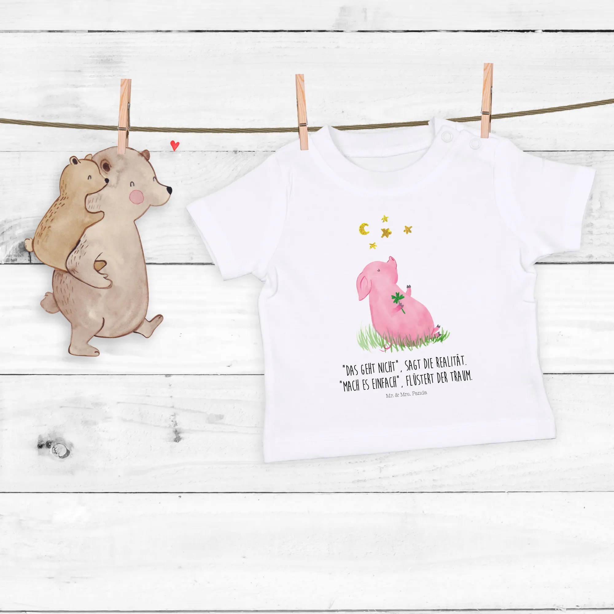 Organic Baby Shirt Schwein Glück