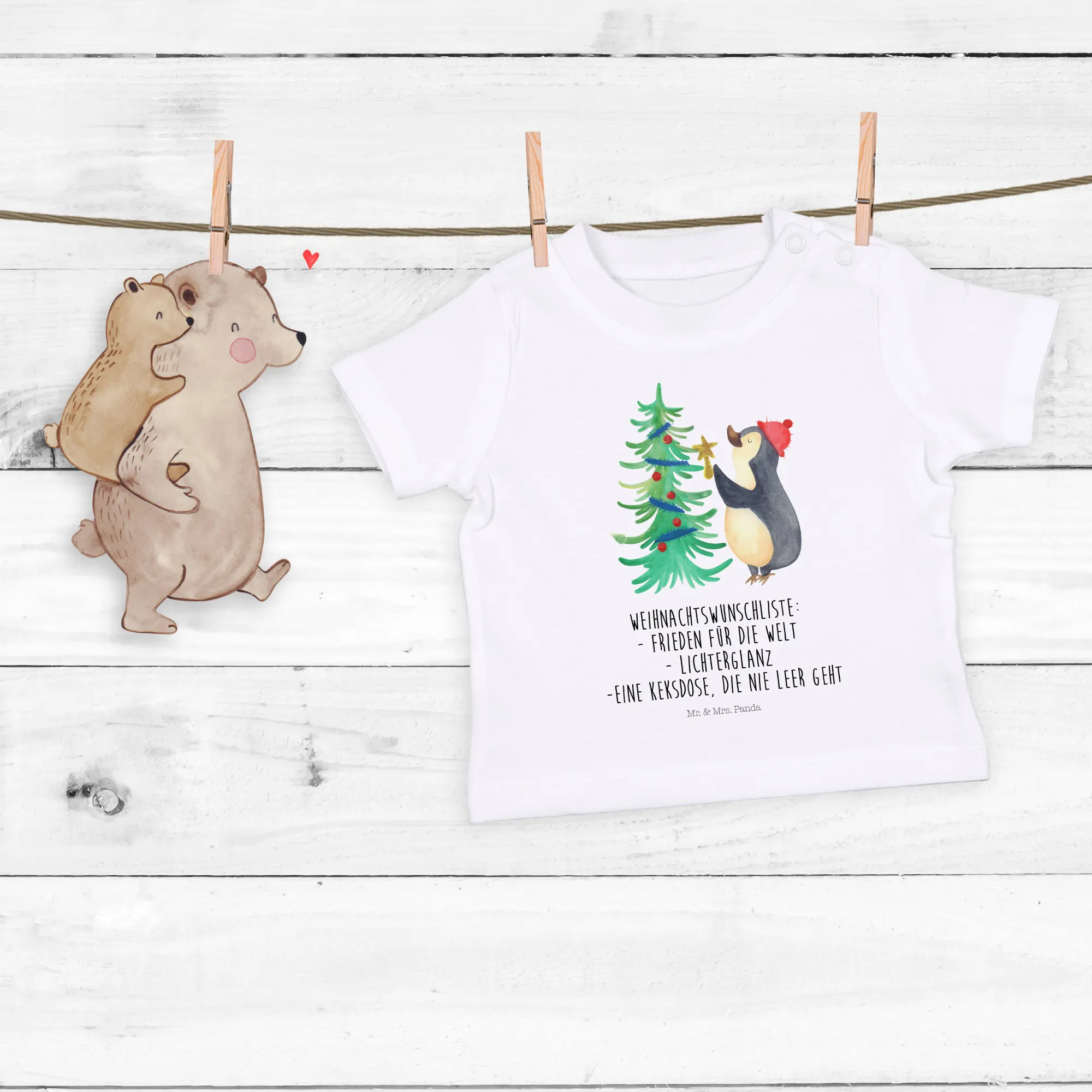 Organic Baby Shirt Pinguin Weihnachtsbaum