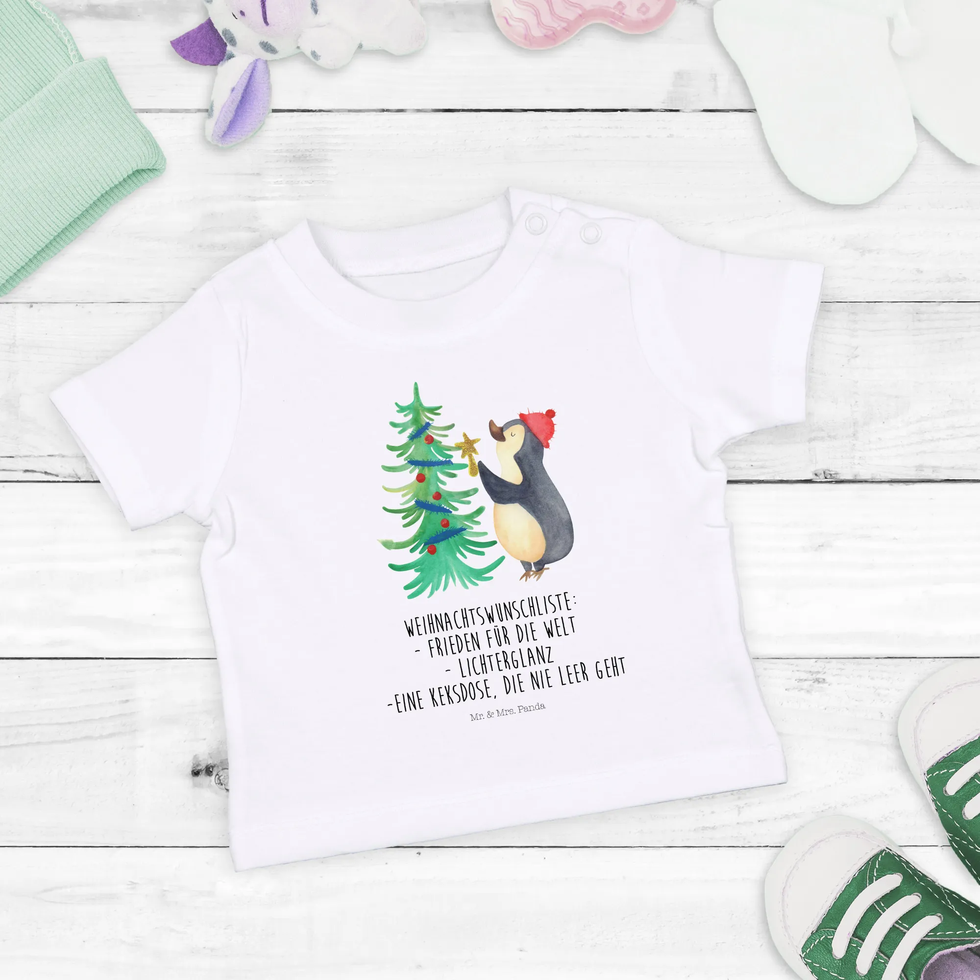 Organic Baby Shirt Pinguin Weihnachtsbaum