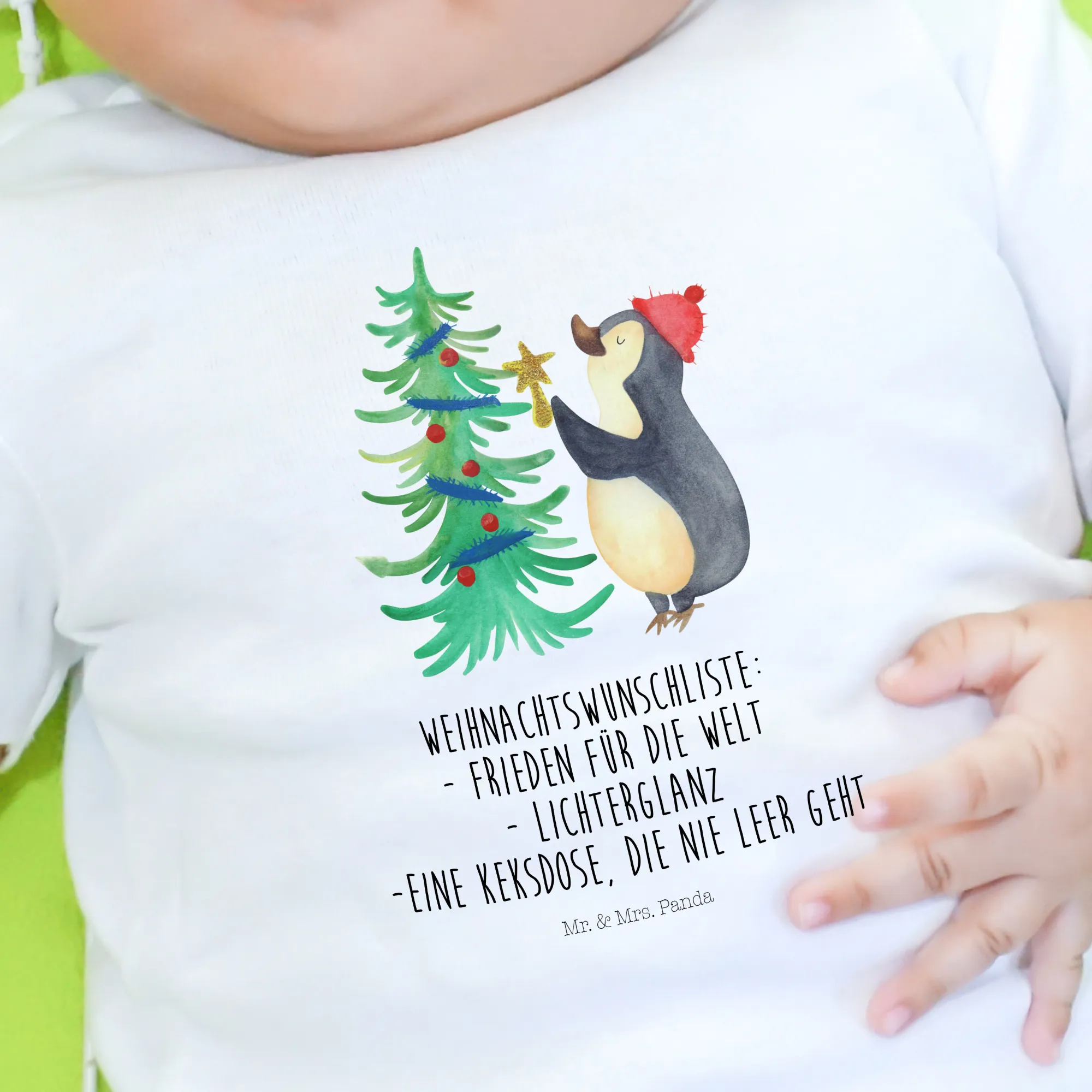 Organic Baby Shirt Pinguin Weihnachtsbaum