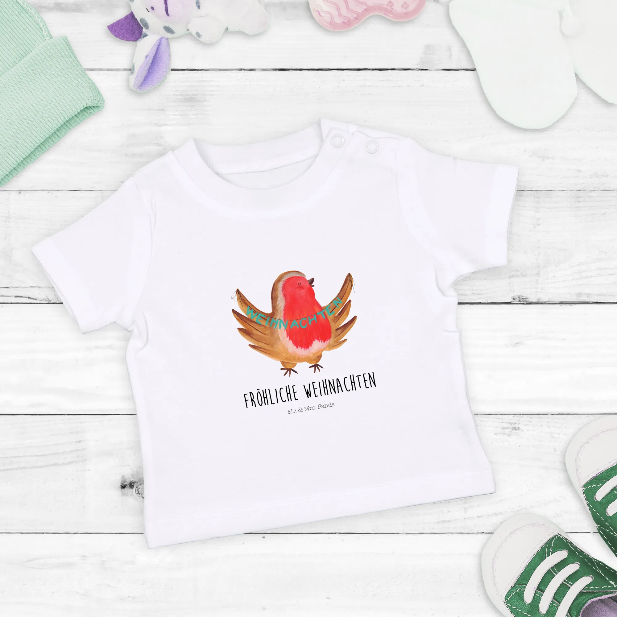 Organic Baby Shirt Rotkehlchen Weihnachten