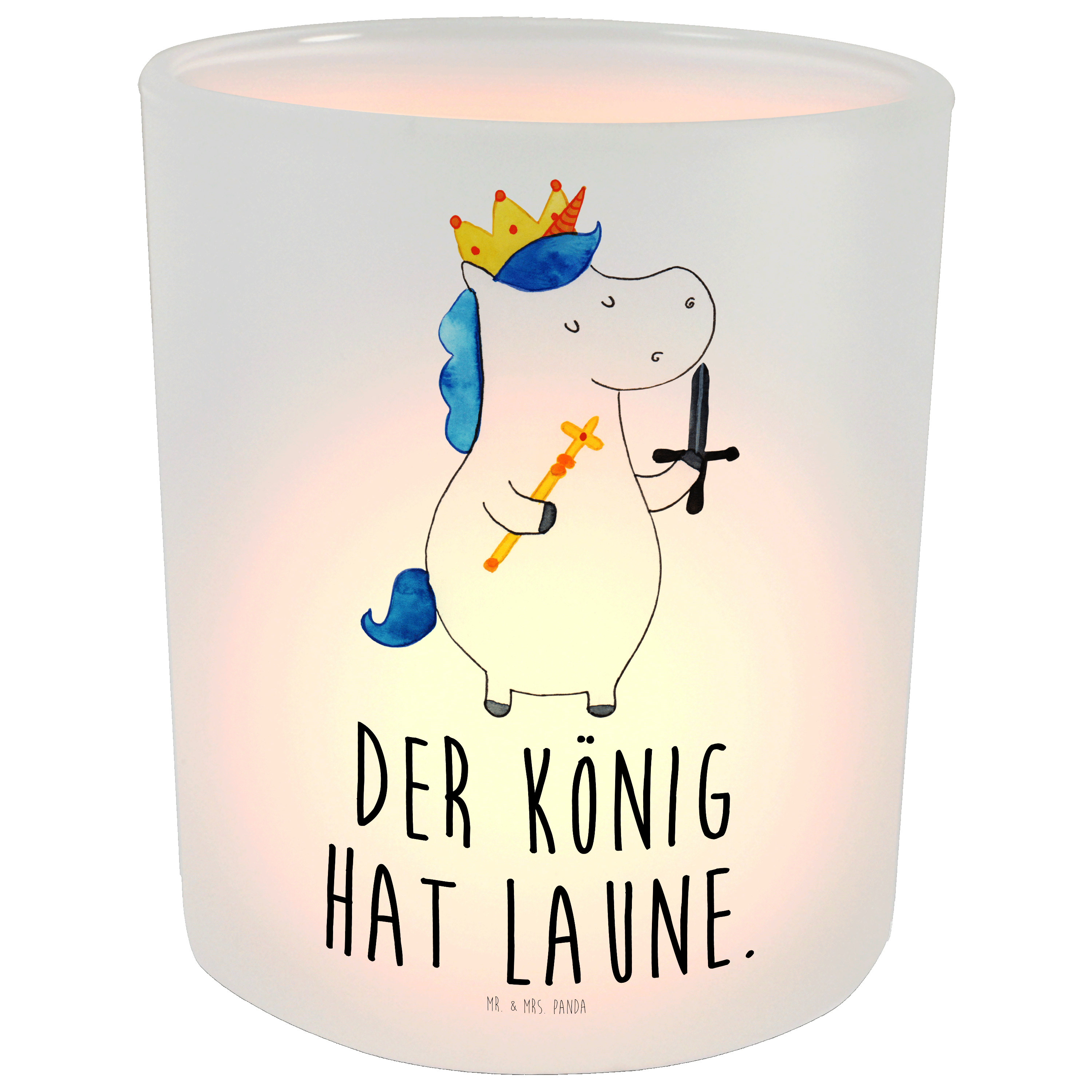 Windlicht Einhorn König mit Schwert