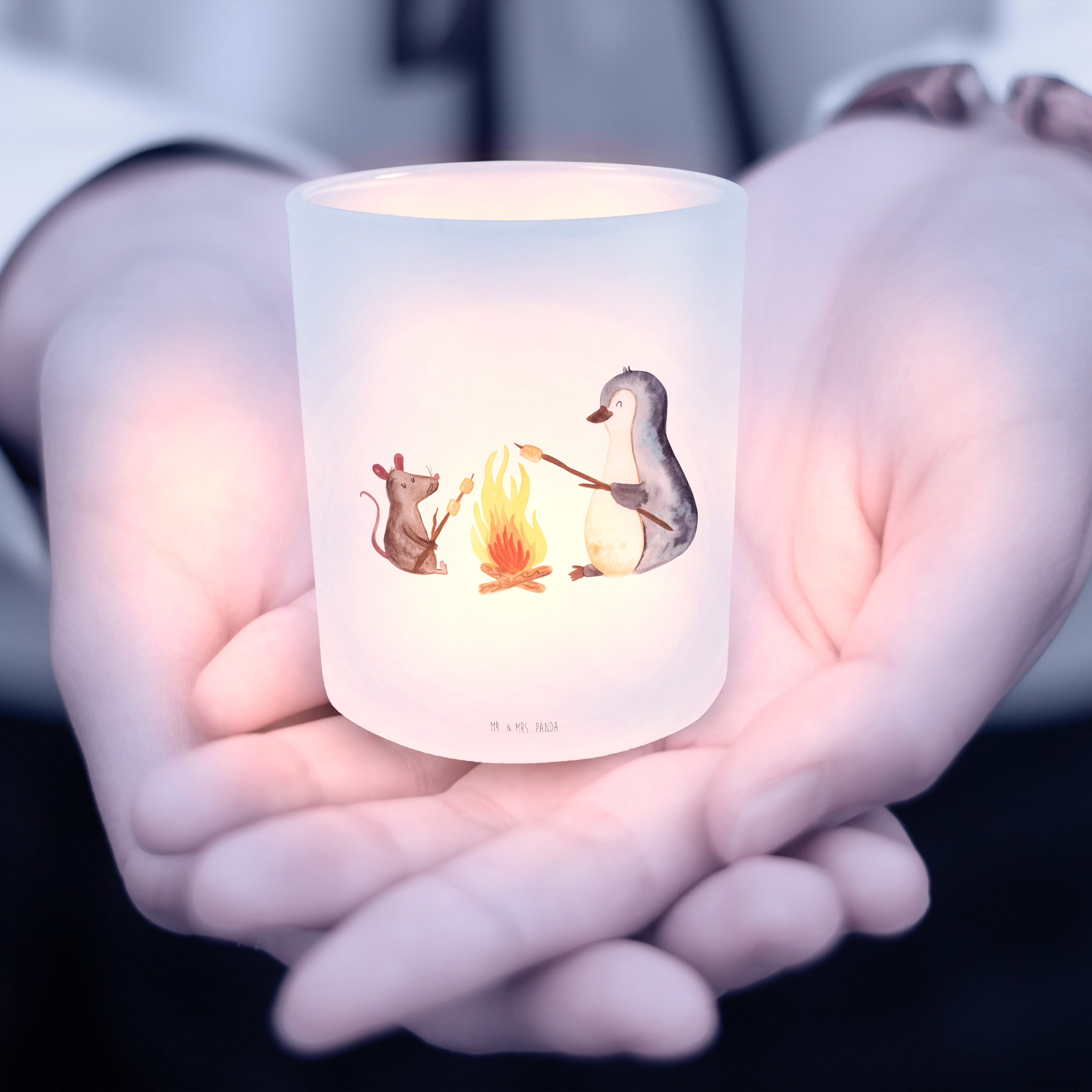 Windlicht Pinguin Lagerfeuer