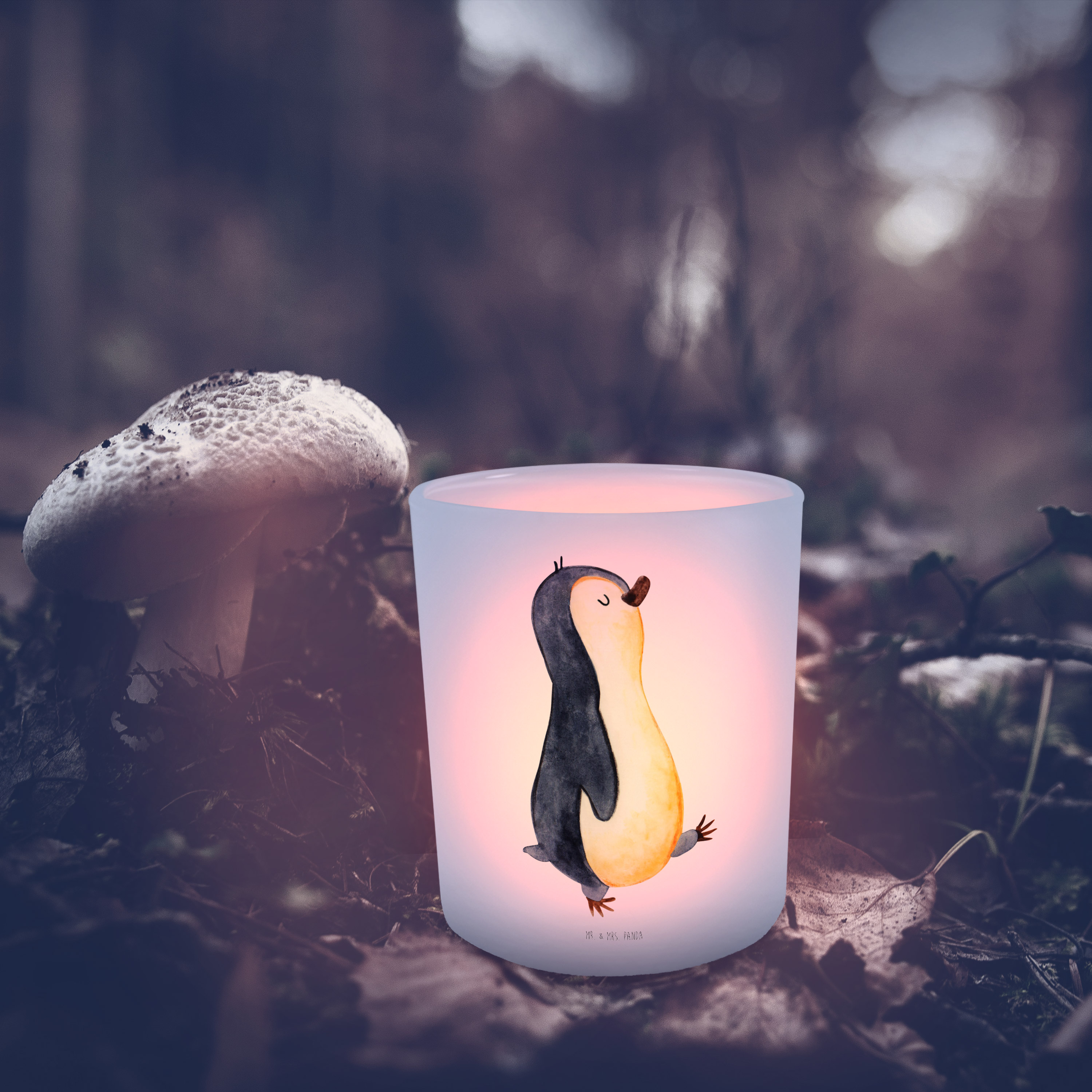 Windlicht Pinguin marschieren