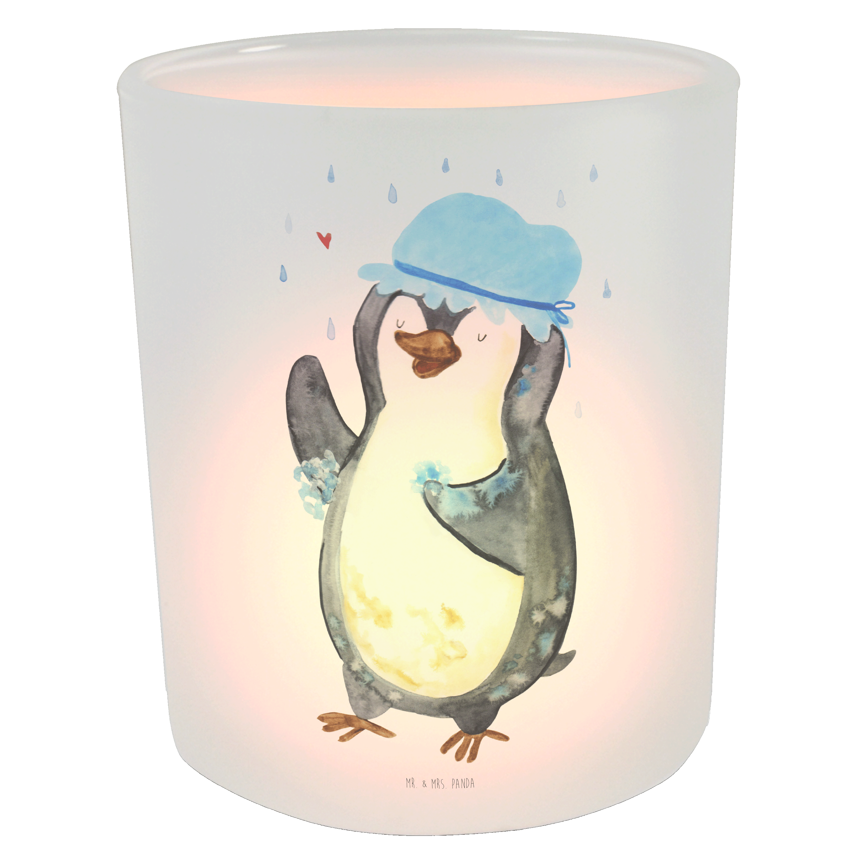 Windlicht Pinguin Duschen