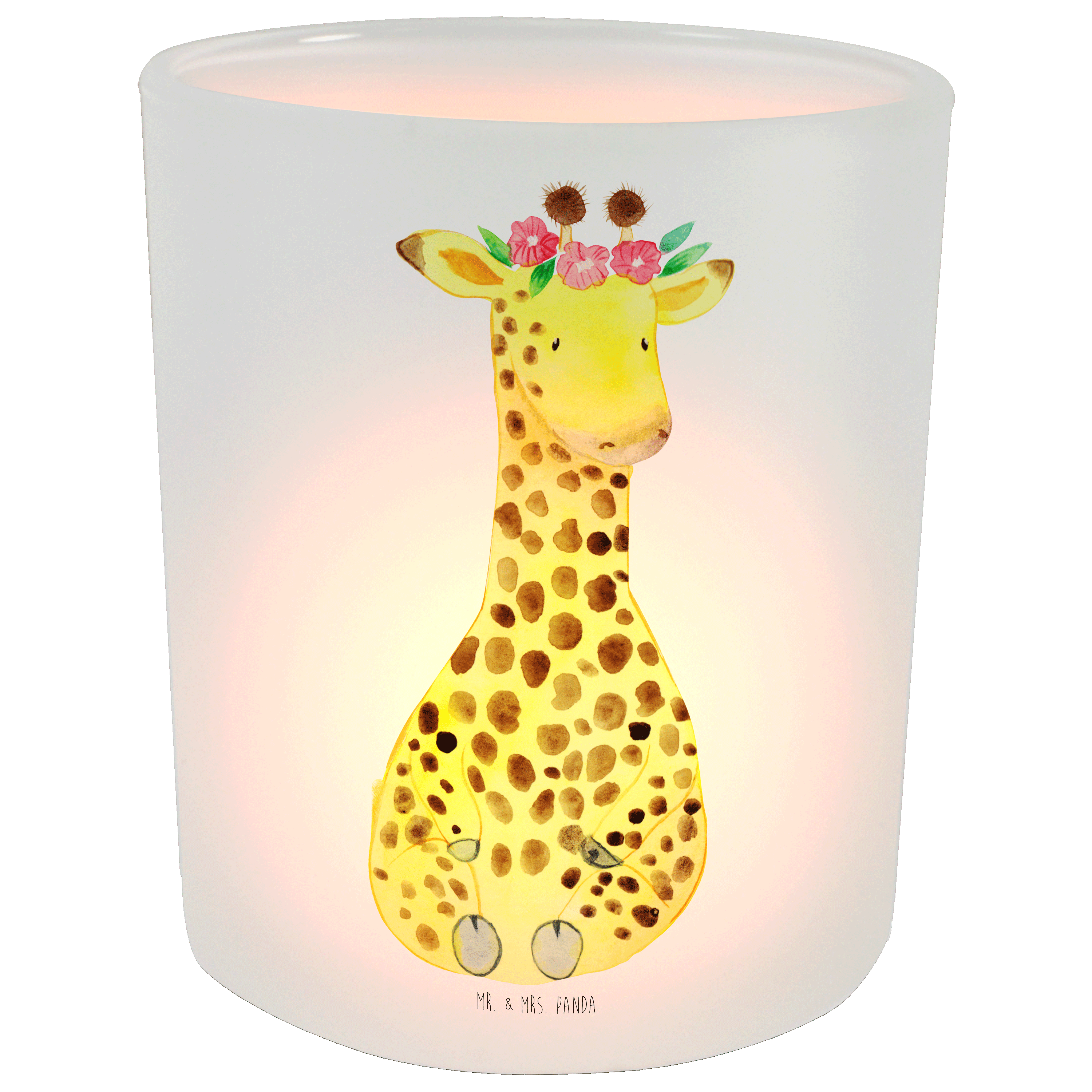 Windlicht Giraffe Blumenkranz