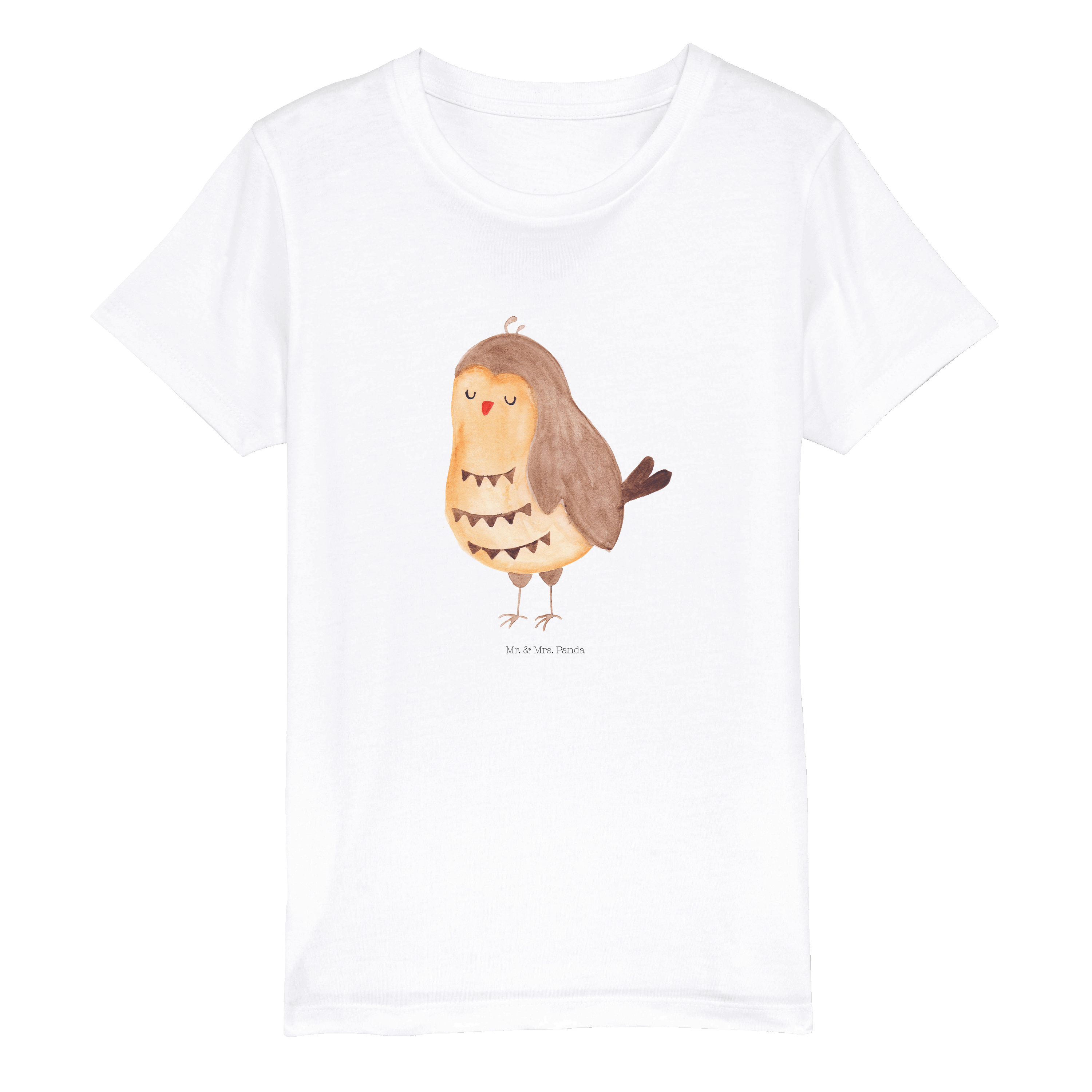 Organic Kinder T-Shirt Eule Zufrieden 3-4 Jahre (98104) - Geschenk Eule Spruch