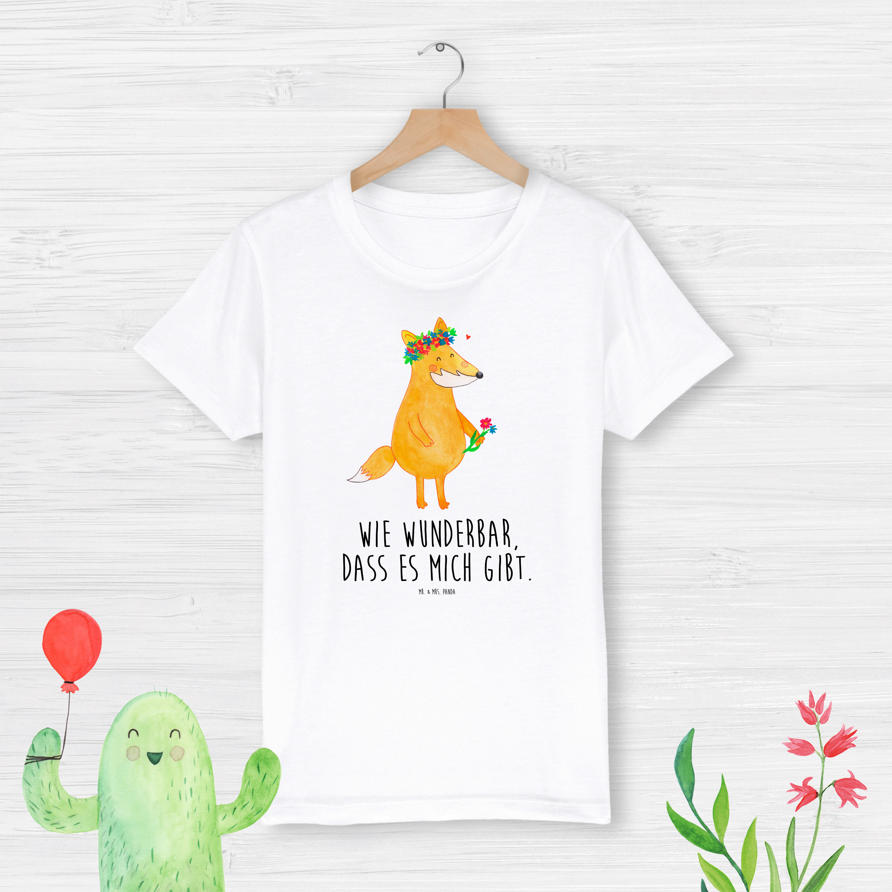 Organic Kinder T-Shirt Fuchs Blumen