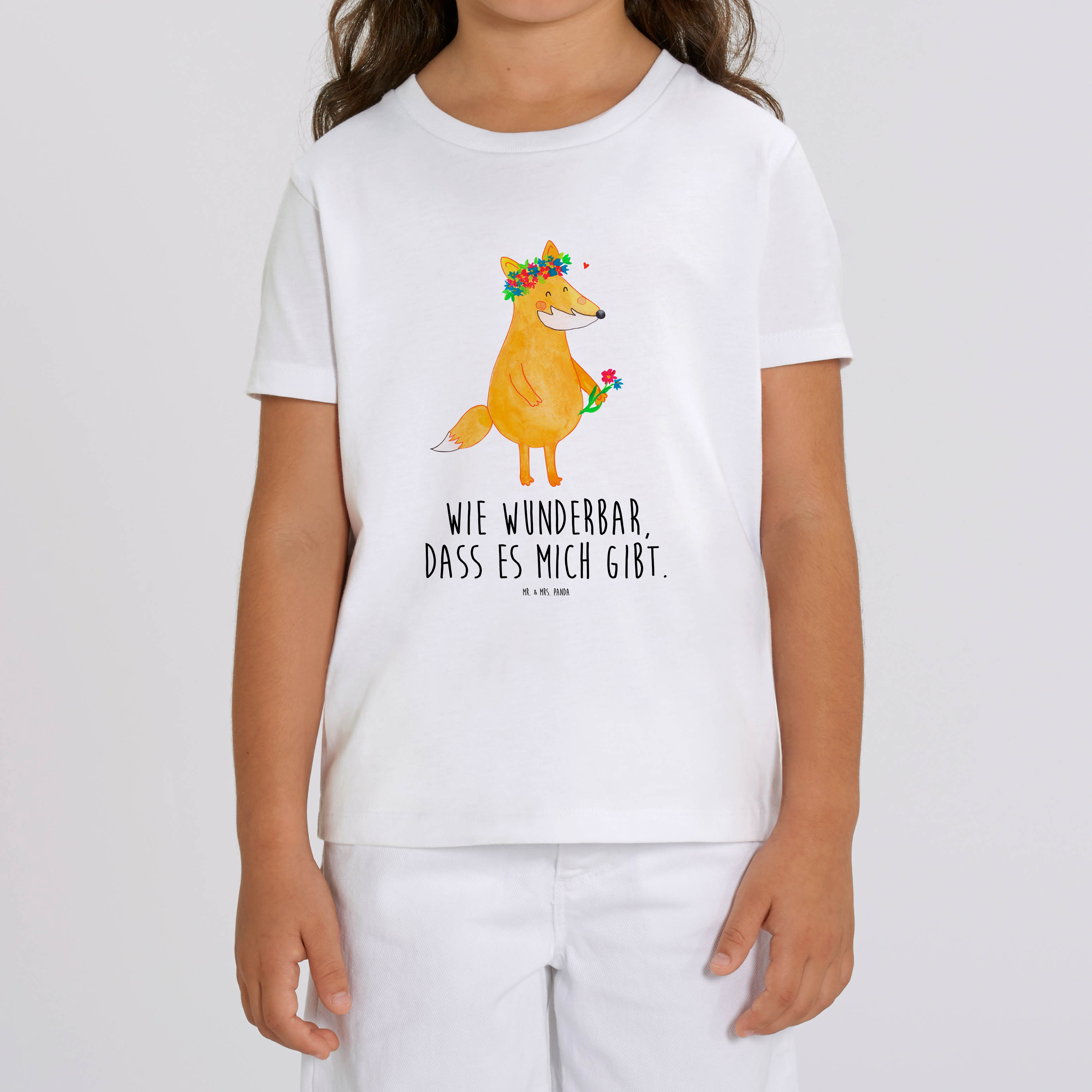 Organic Kinder T-Shirt Fuchs Blumen