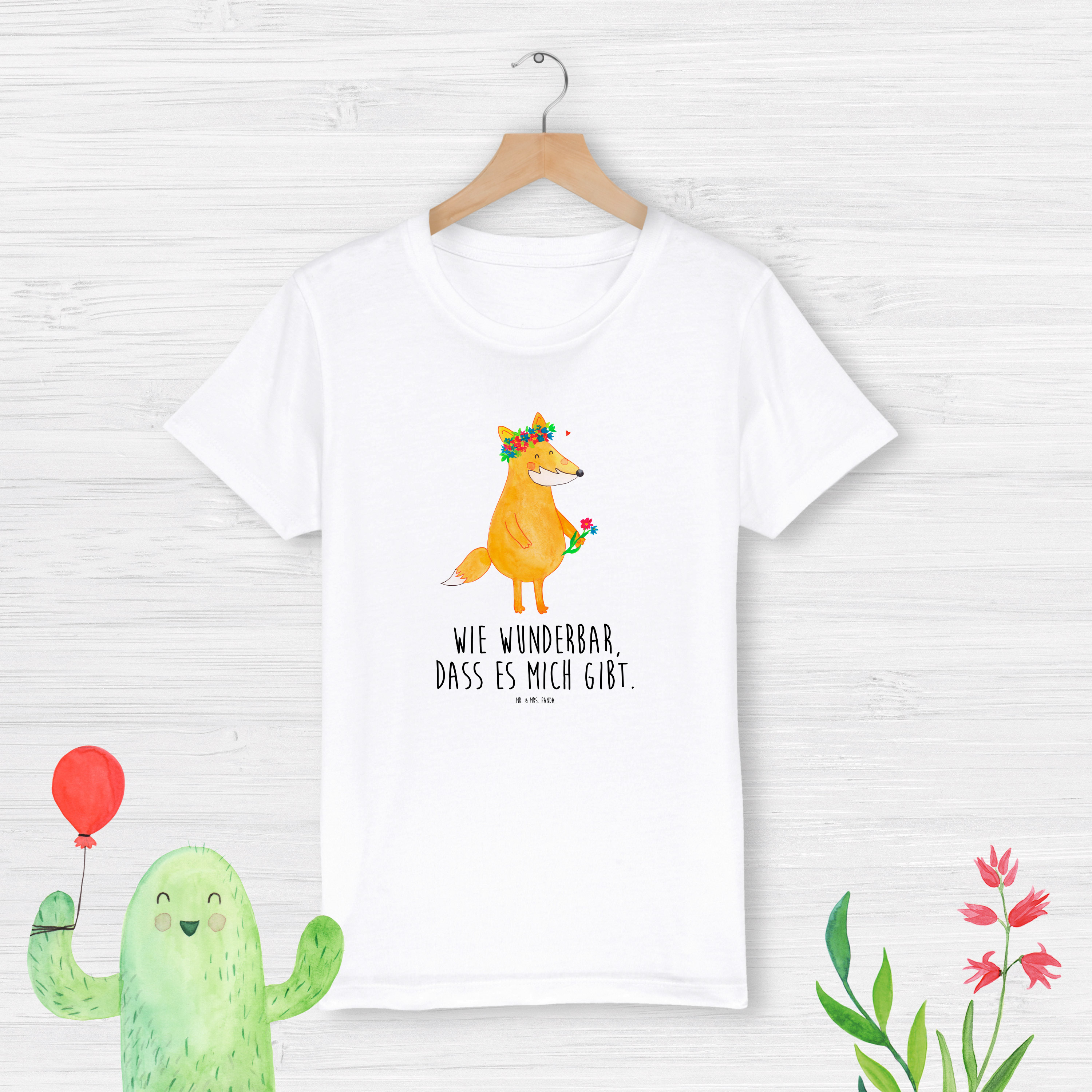 Organic Kinder T-Shirt Fuchs Blumen