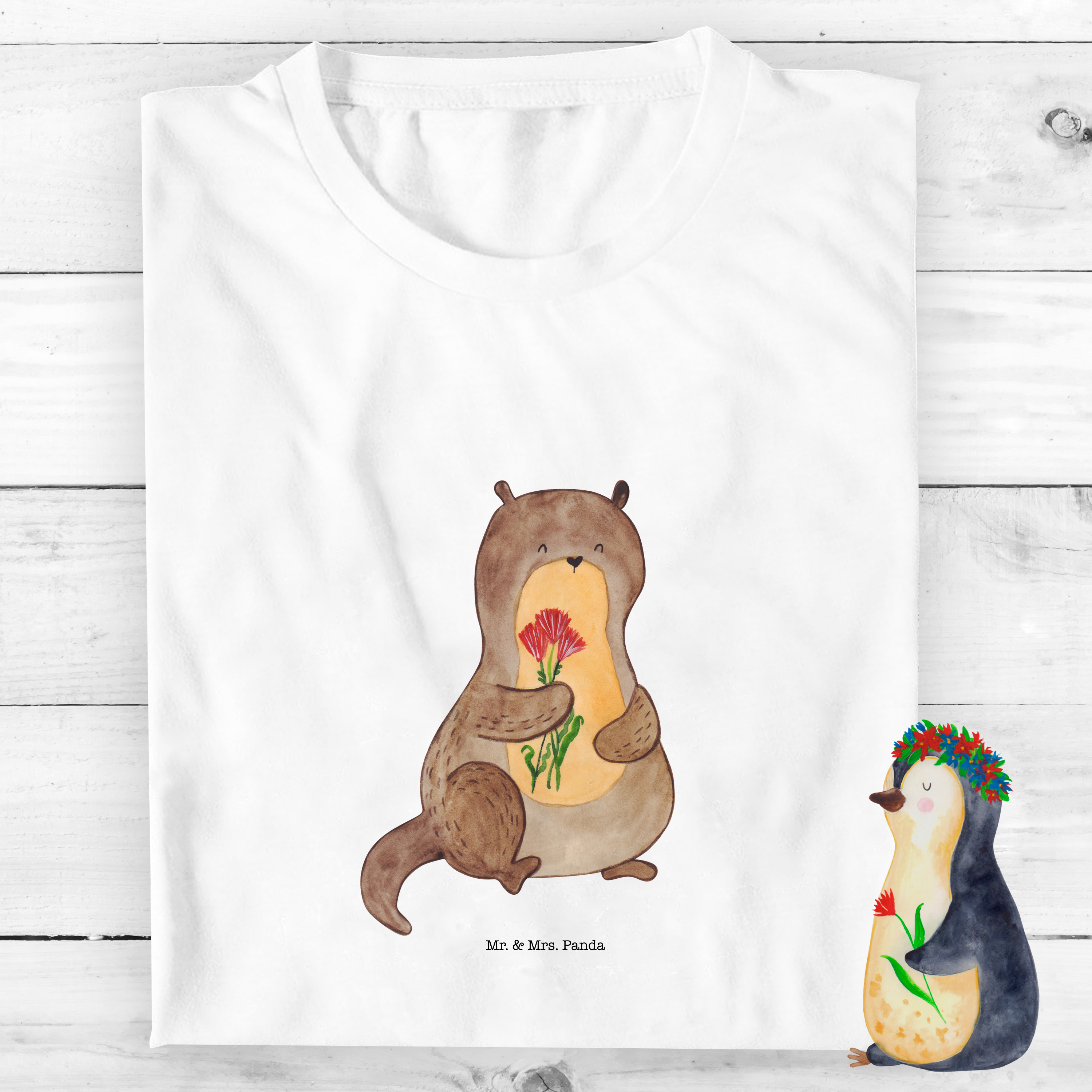 Organic Kinder T-Shirt Otter Blumenstrauß