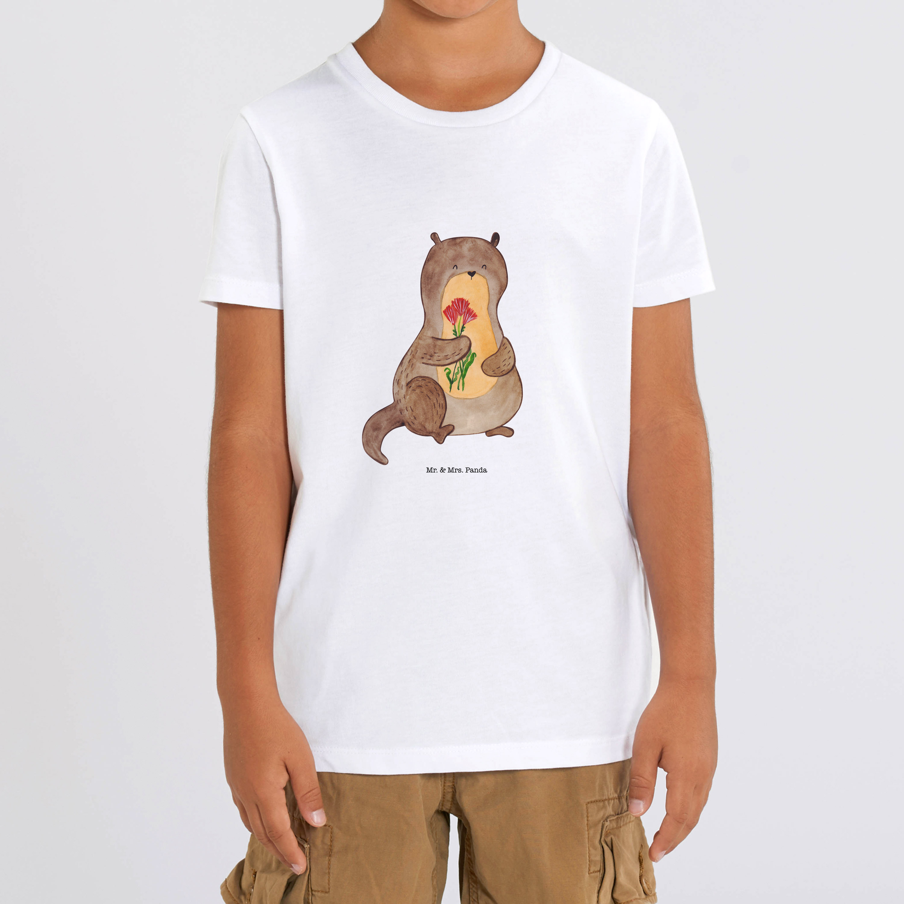 Organic Kinder T-Shirt Otter Blumenstrauß