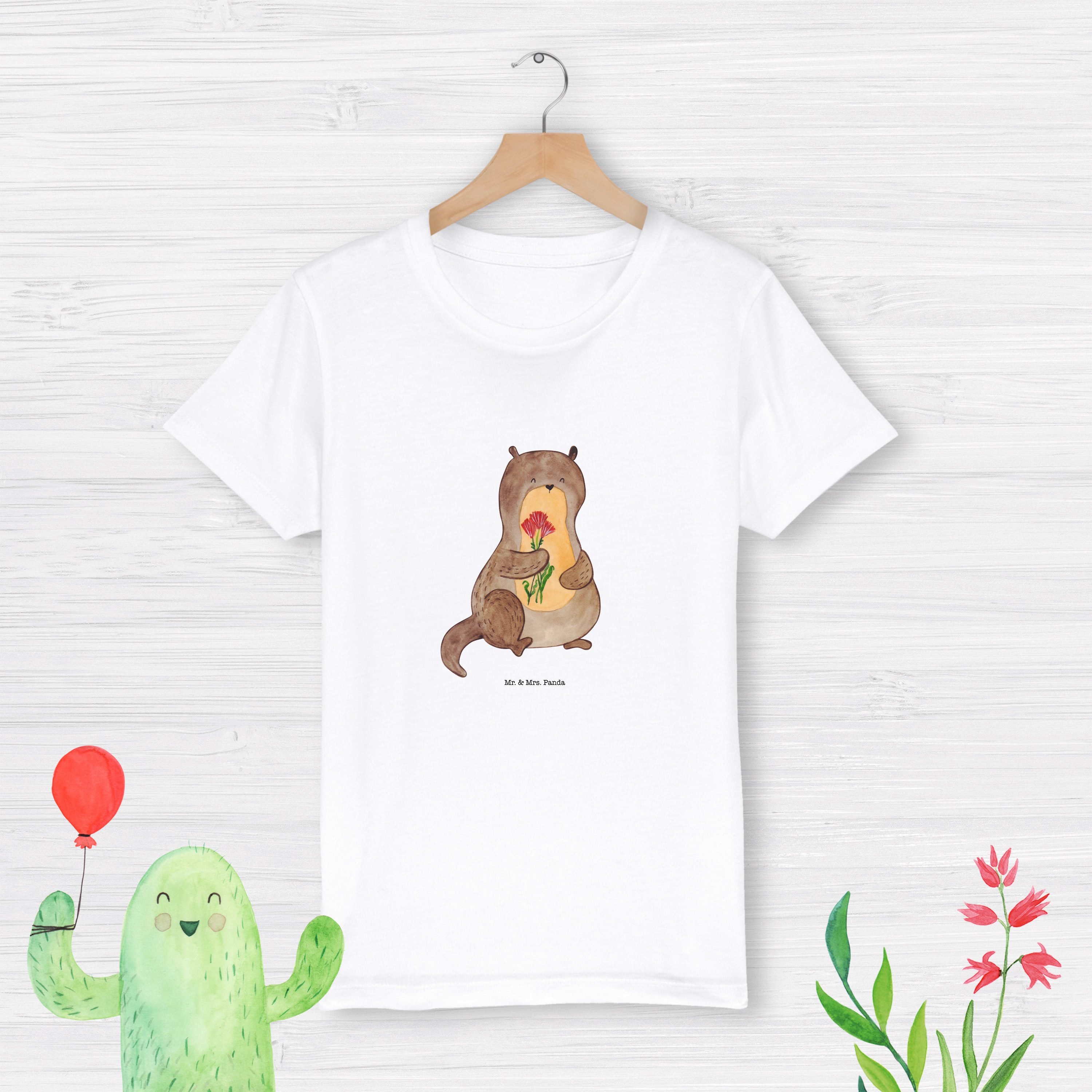 Organic Kinder T-Shirt Otter Blumenstrauß