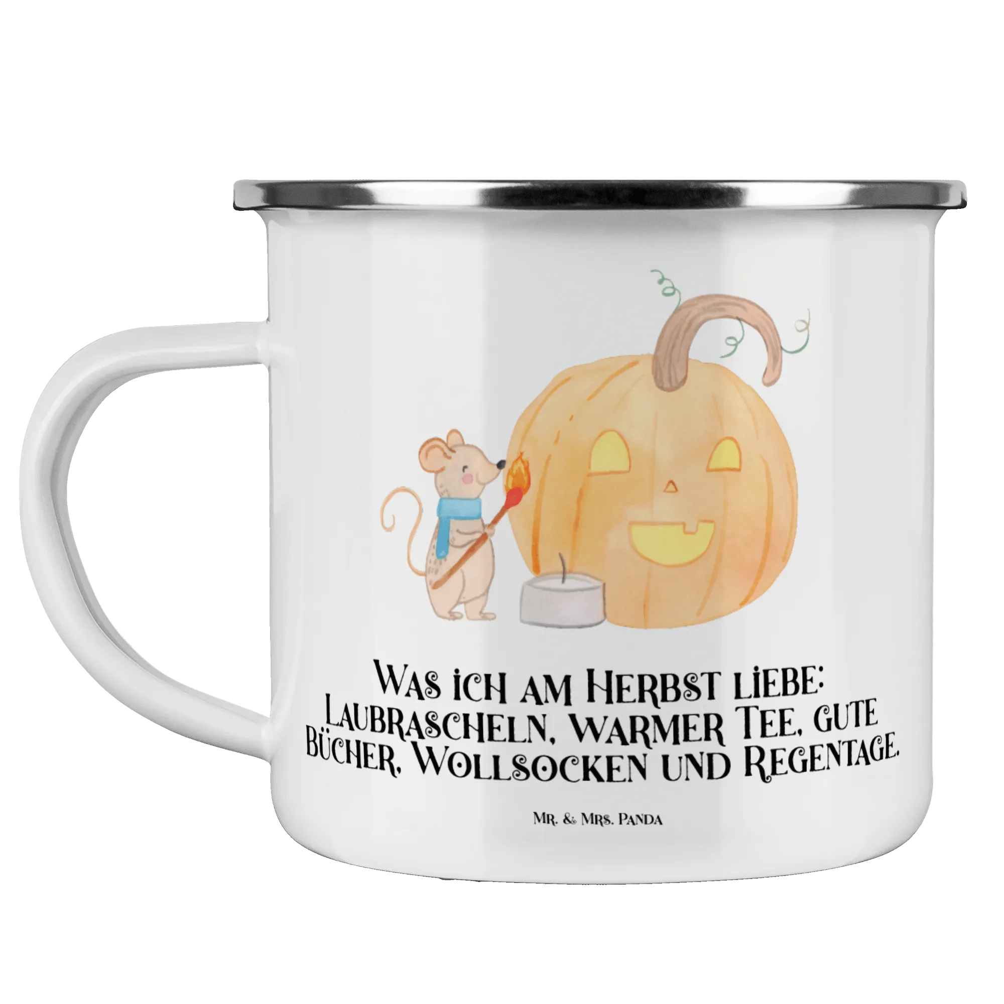 Camping Emaille Tasse Kürbis Maus