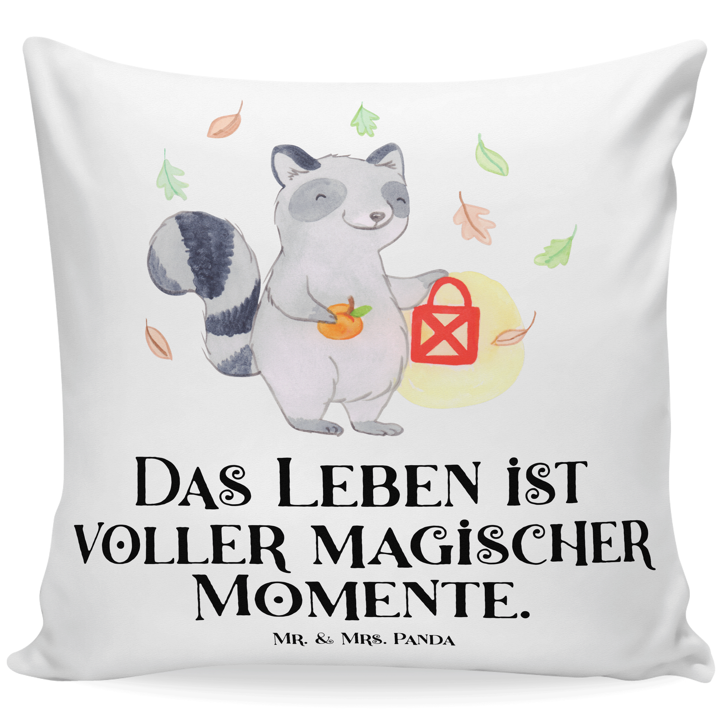 40x40 Kissen Waschbär Laterne