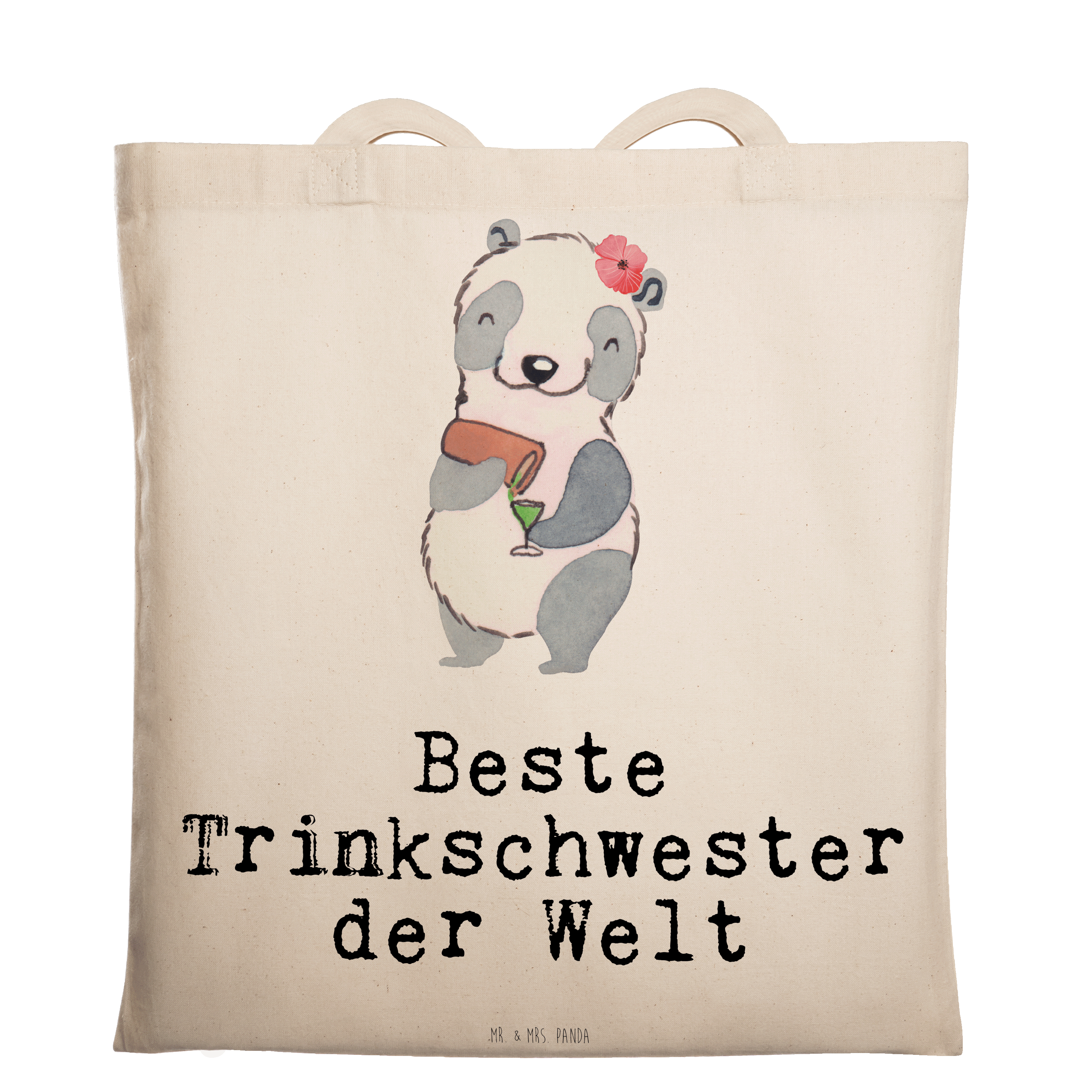 Tragetasche Panda Beste Trinkschwester der Welt