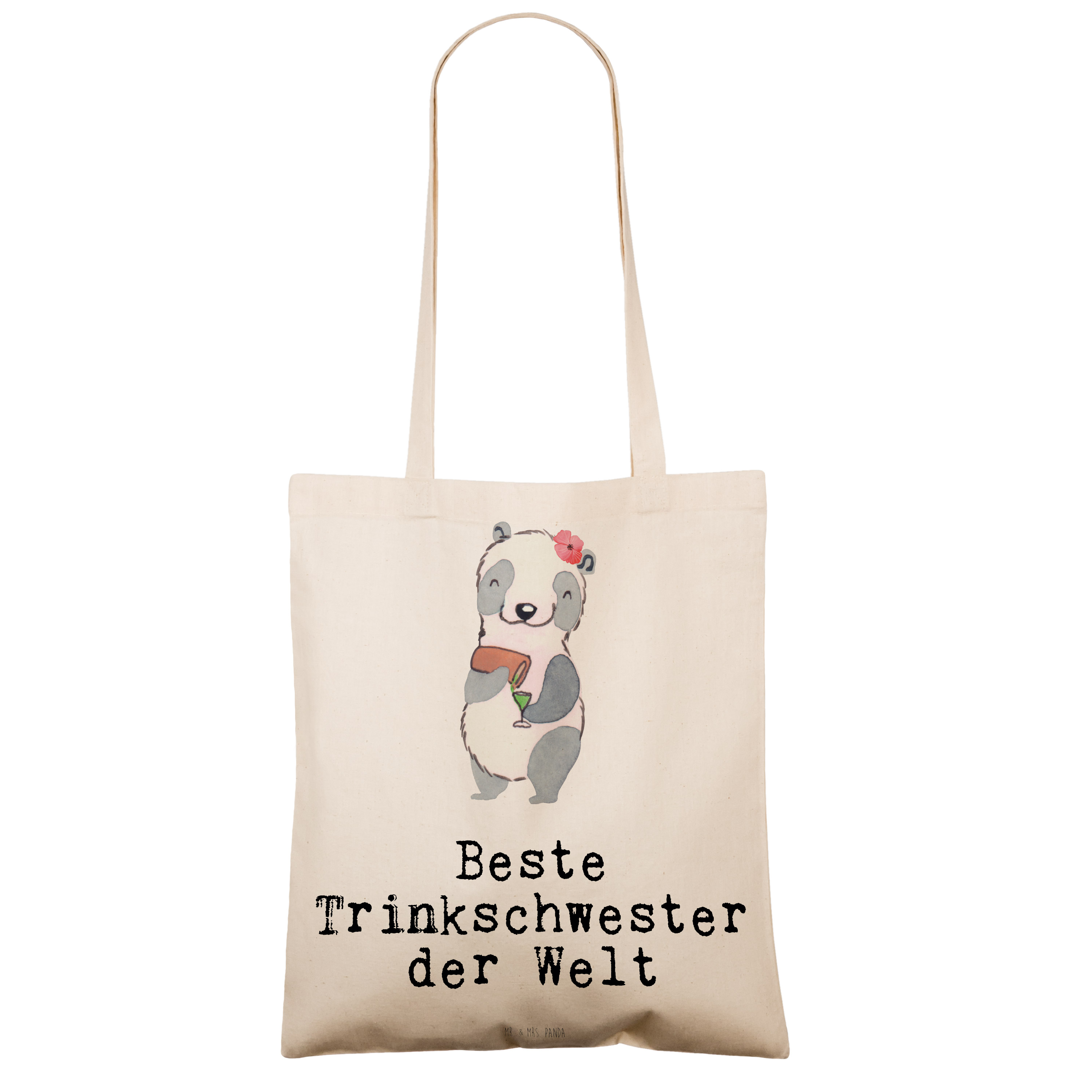 Tragetasche Panda Beste Trinkschwester der Welt