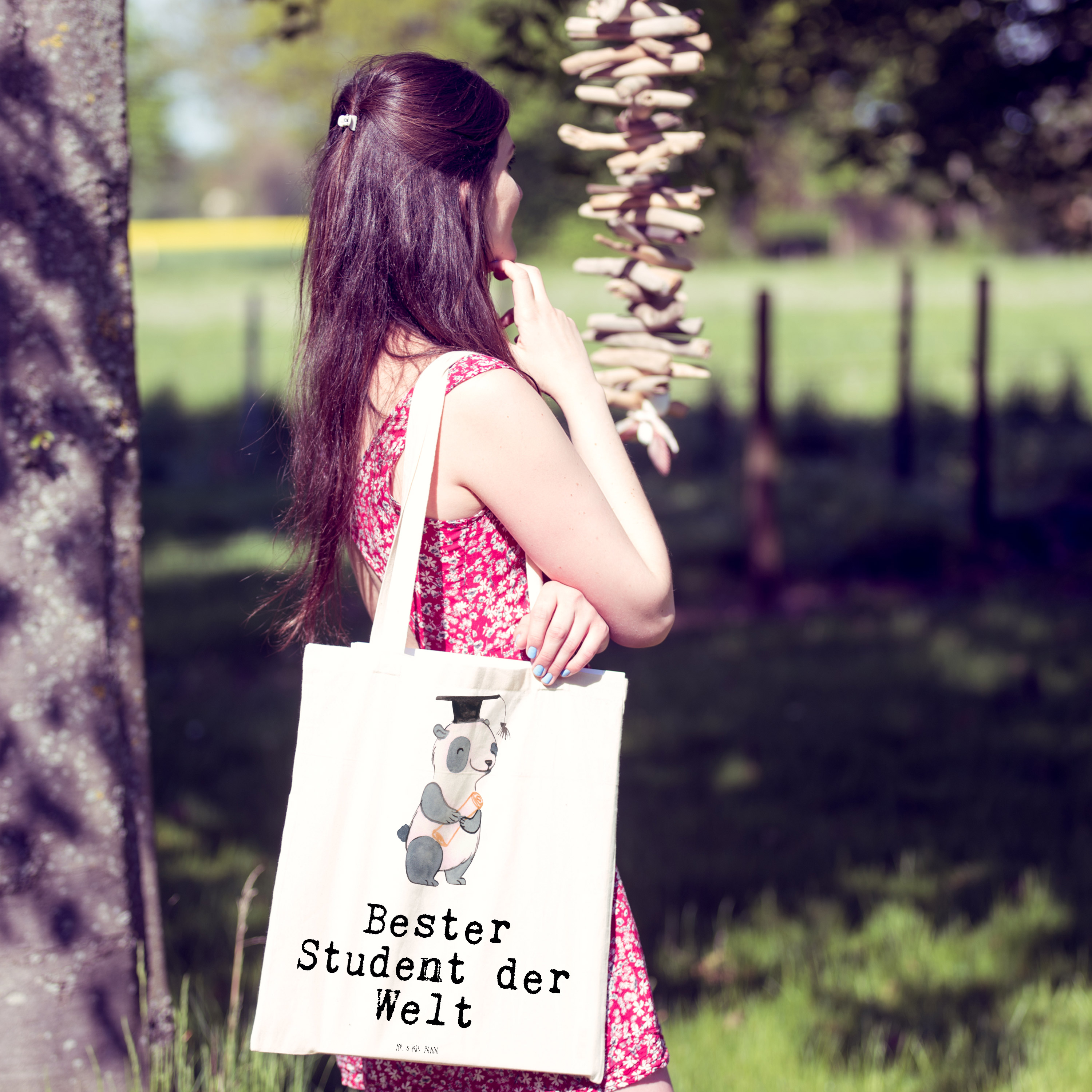 Tragetasche Panda Bester Student der Welt