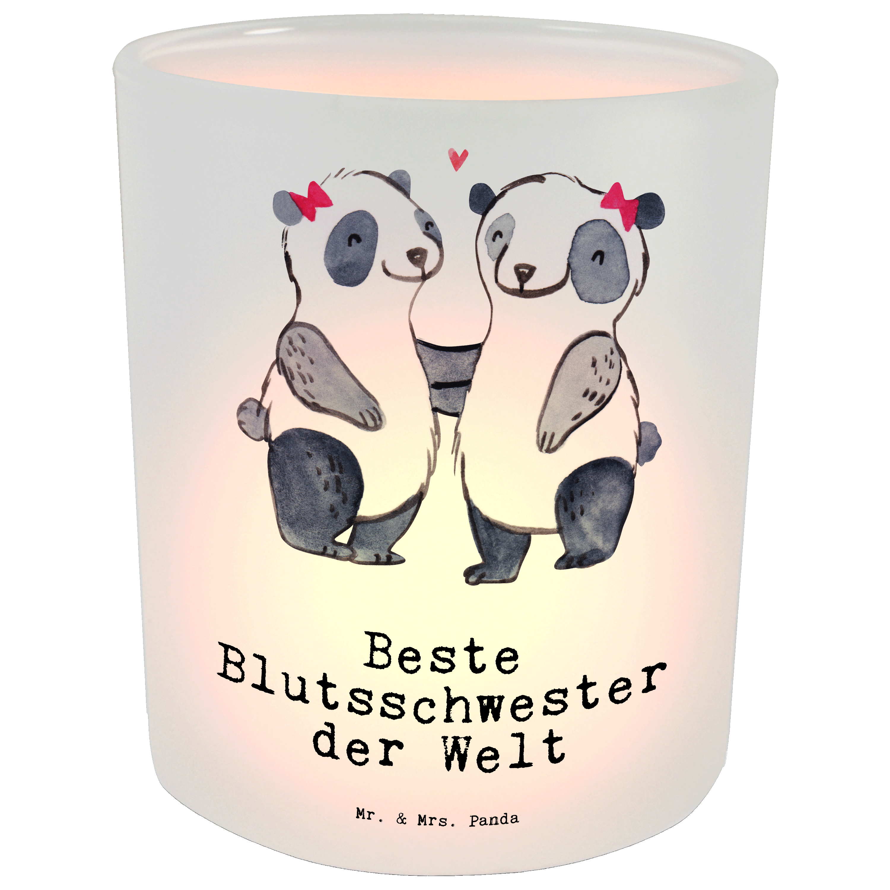 Windlicht Panda Beste Blutsschwester der Welt