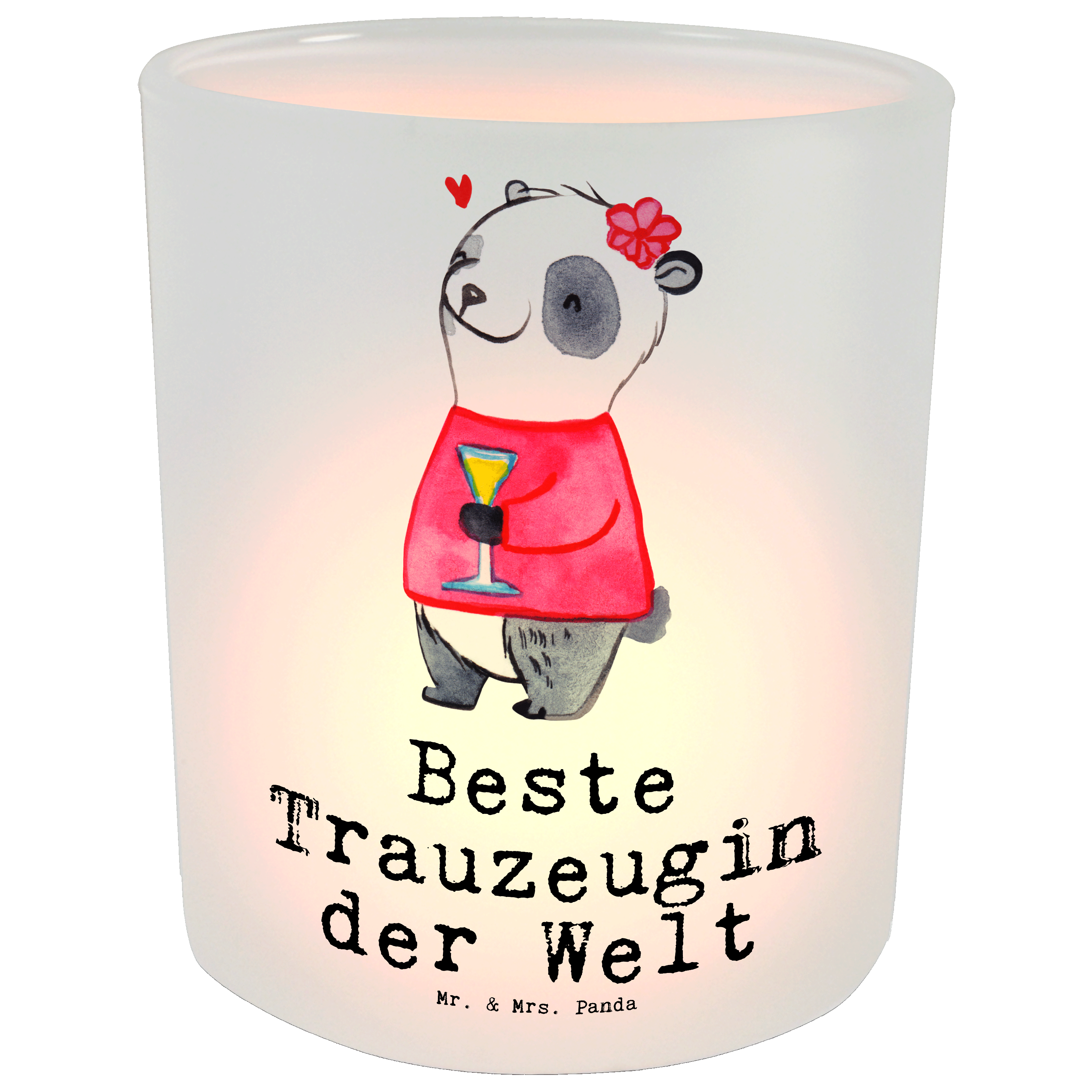 Windlicht Panda Beste Trauzeugin der Welt