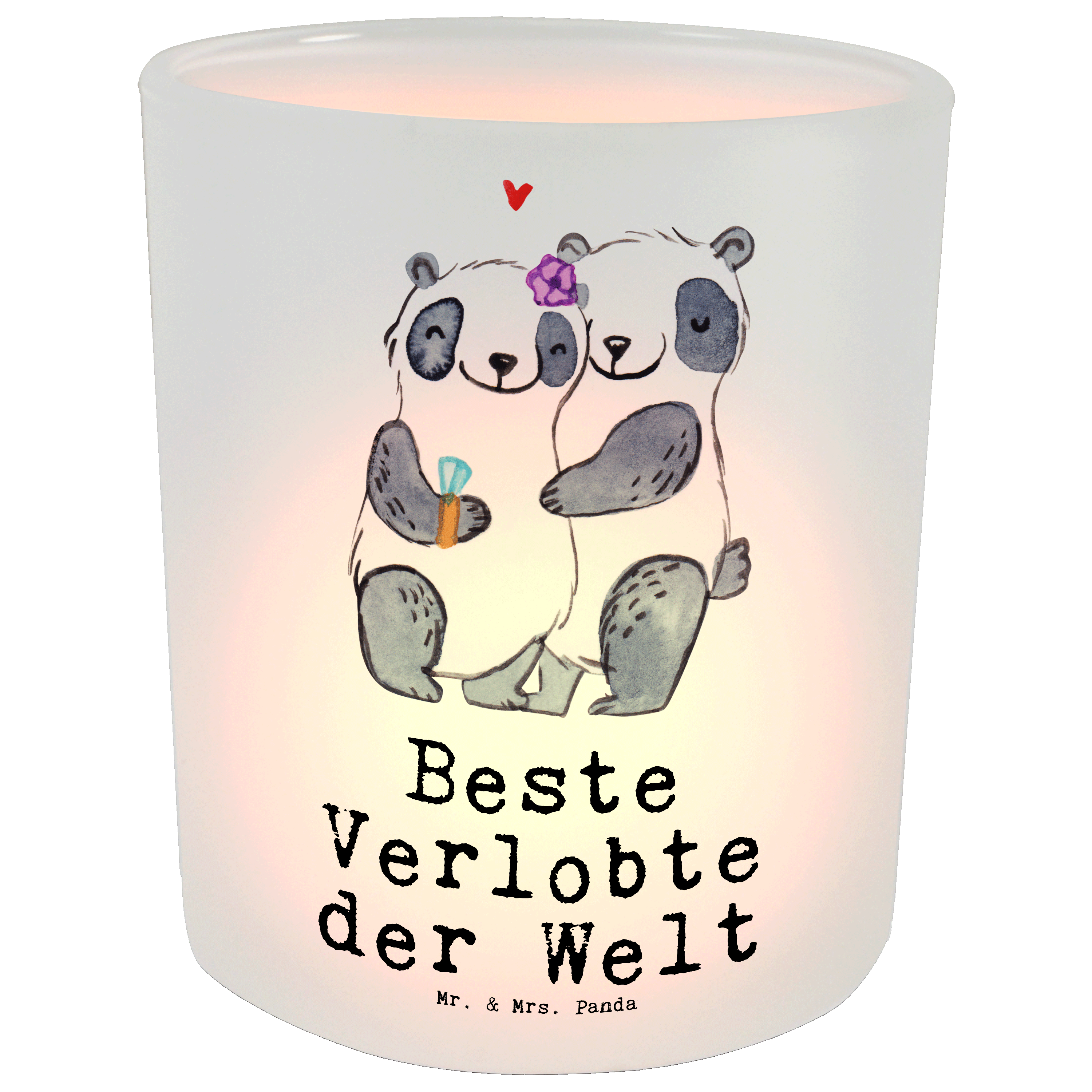 Windlicht Panda Beste Verlobte der Welt