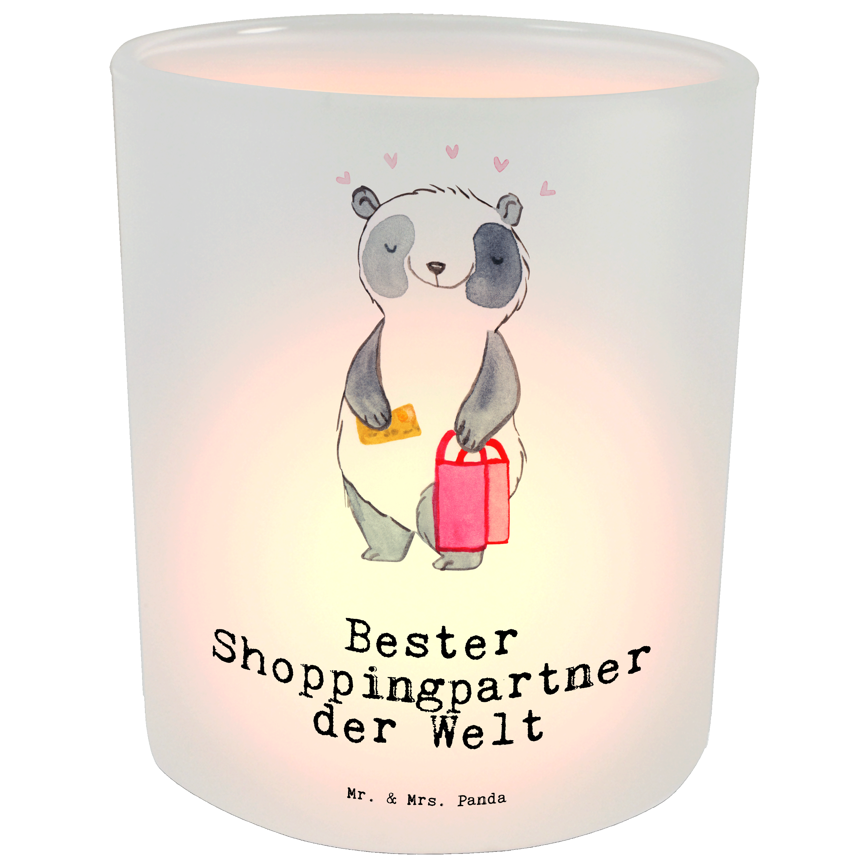 Windlicht Panda Bester Shoppingpartner der Welt