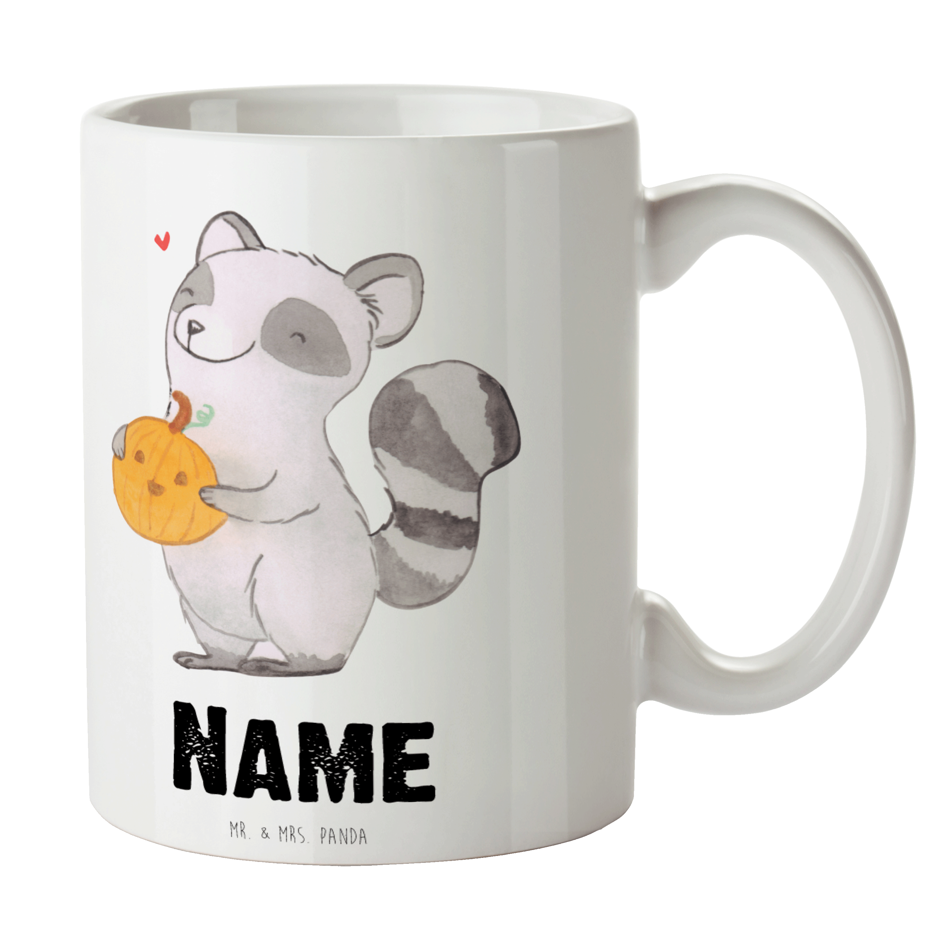 Personalisierte Tasse Waschbär Kürbis