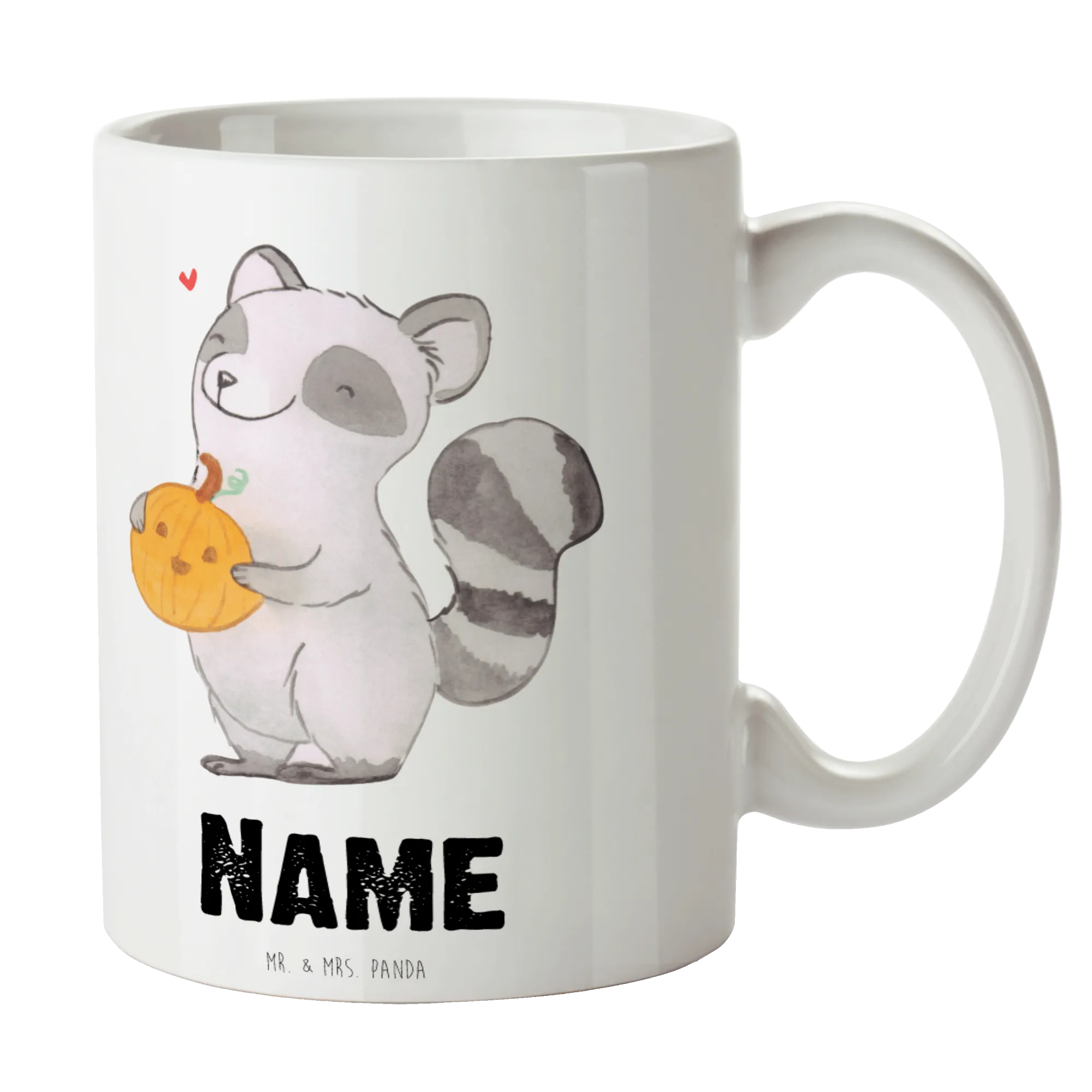 Personalisierte Tasse Waschbär Kürbis