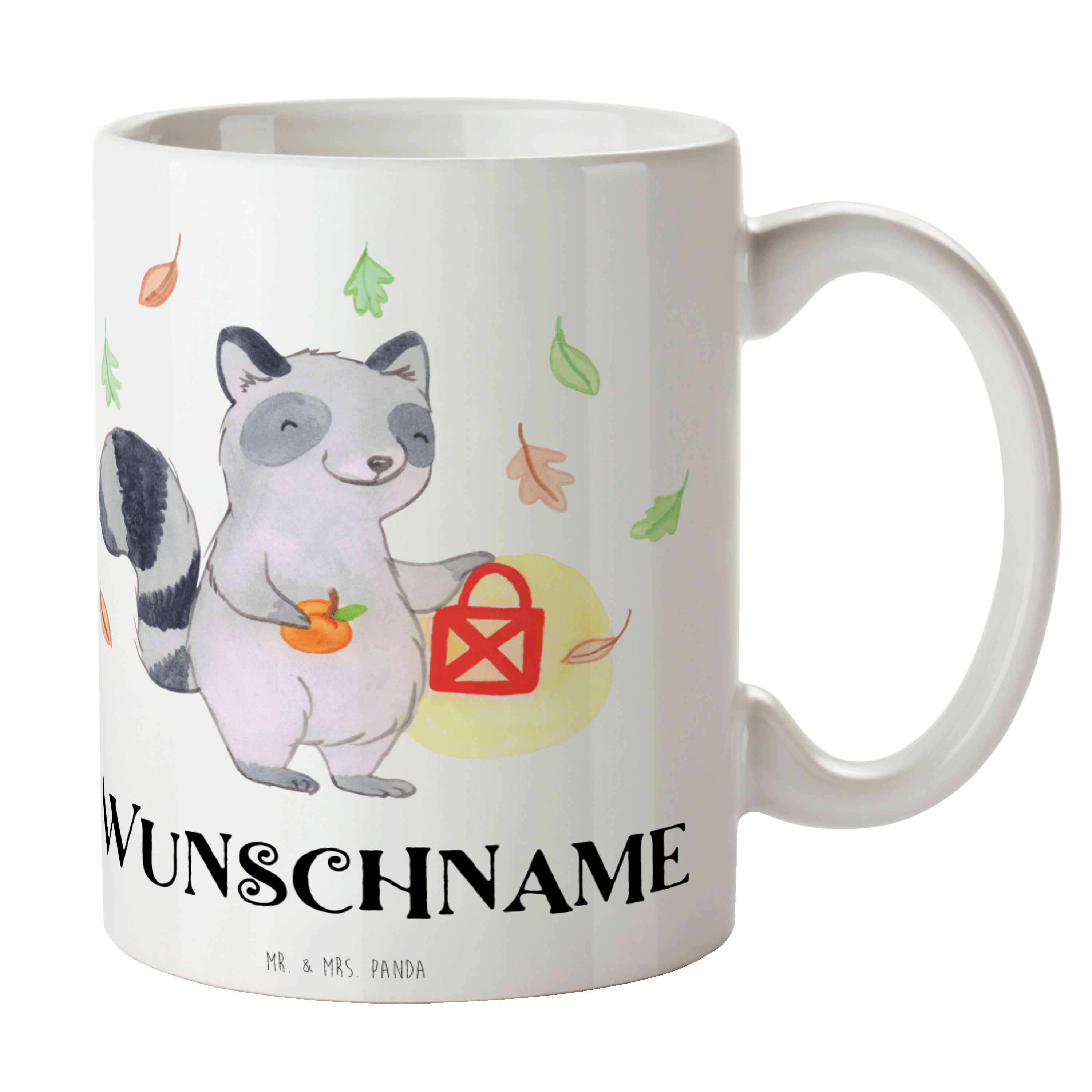 Personalisierte Tasse Waschbär Laterne