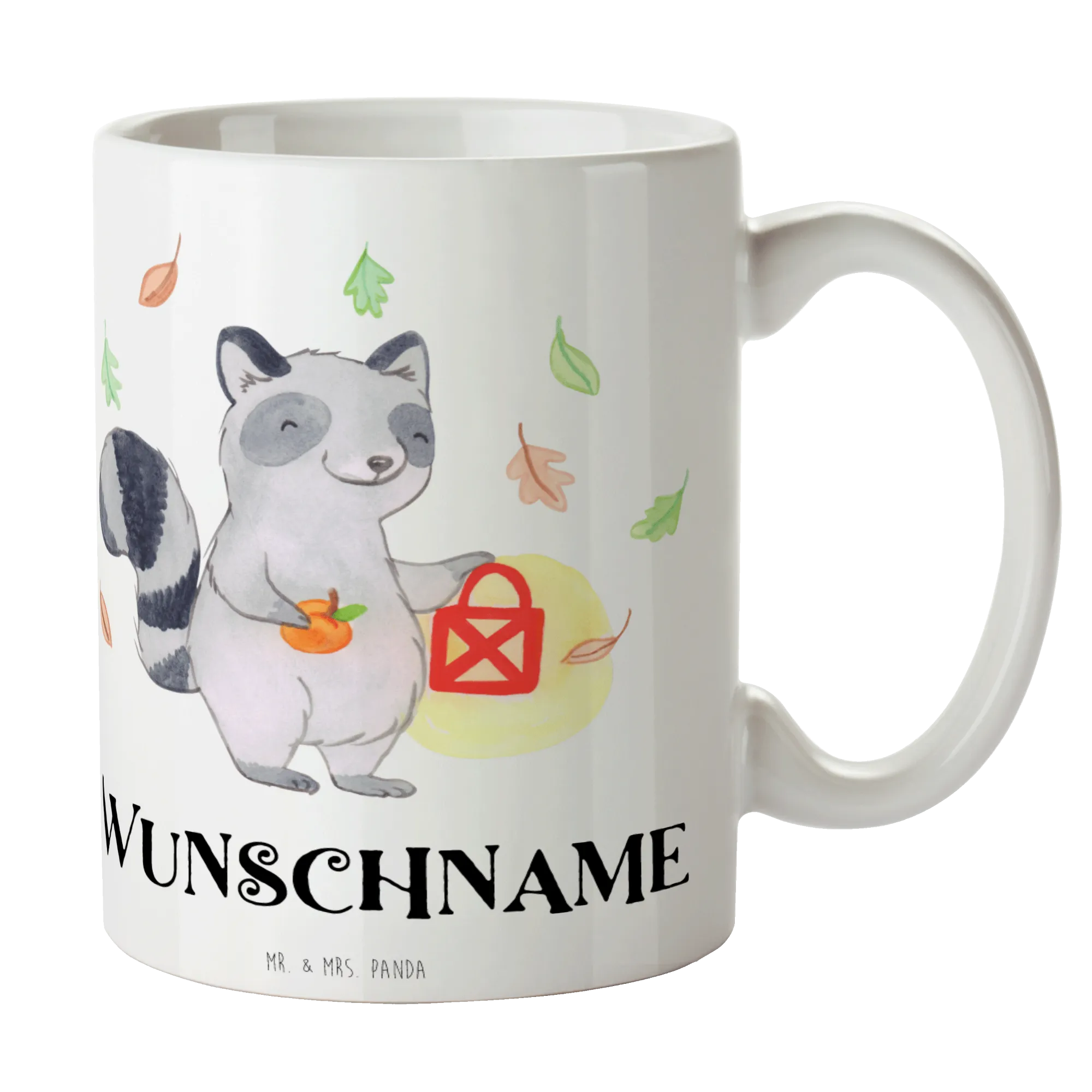 Personalisierte Tasse Waschbär Laterne