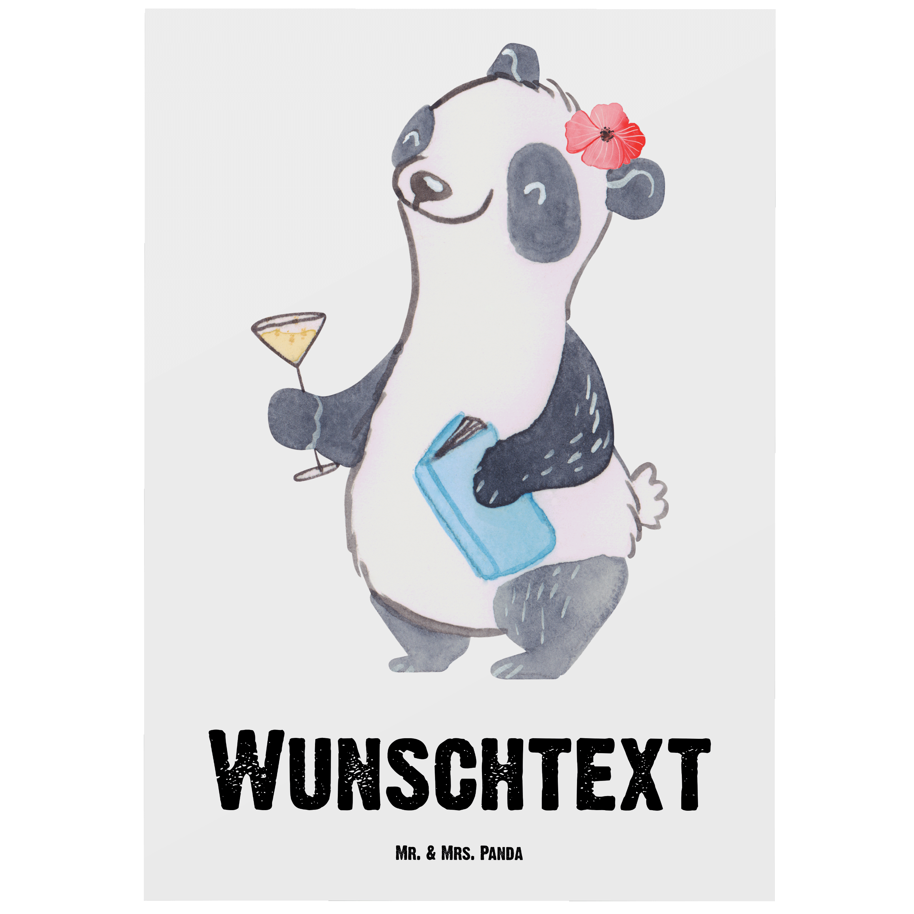 Personalisierte Postkarte Panda Beste Sitznachbarin der Welt