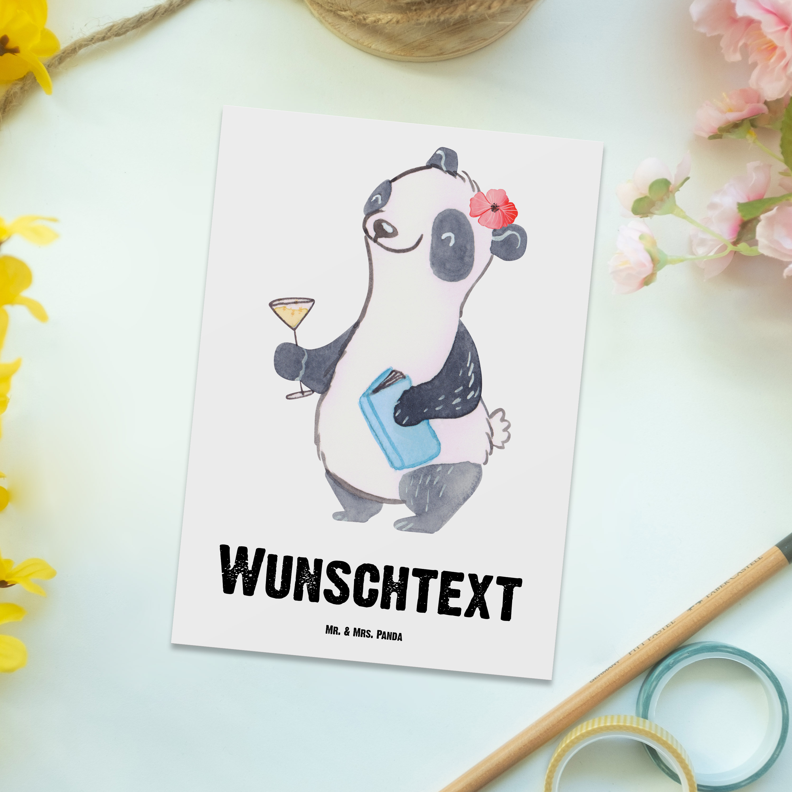 Personalisierte Postkarte Panda Beste Sitznachbarin der Welt