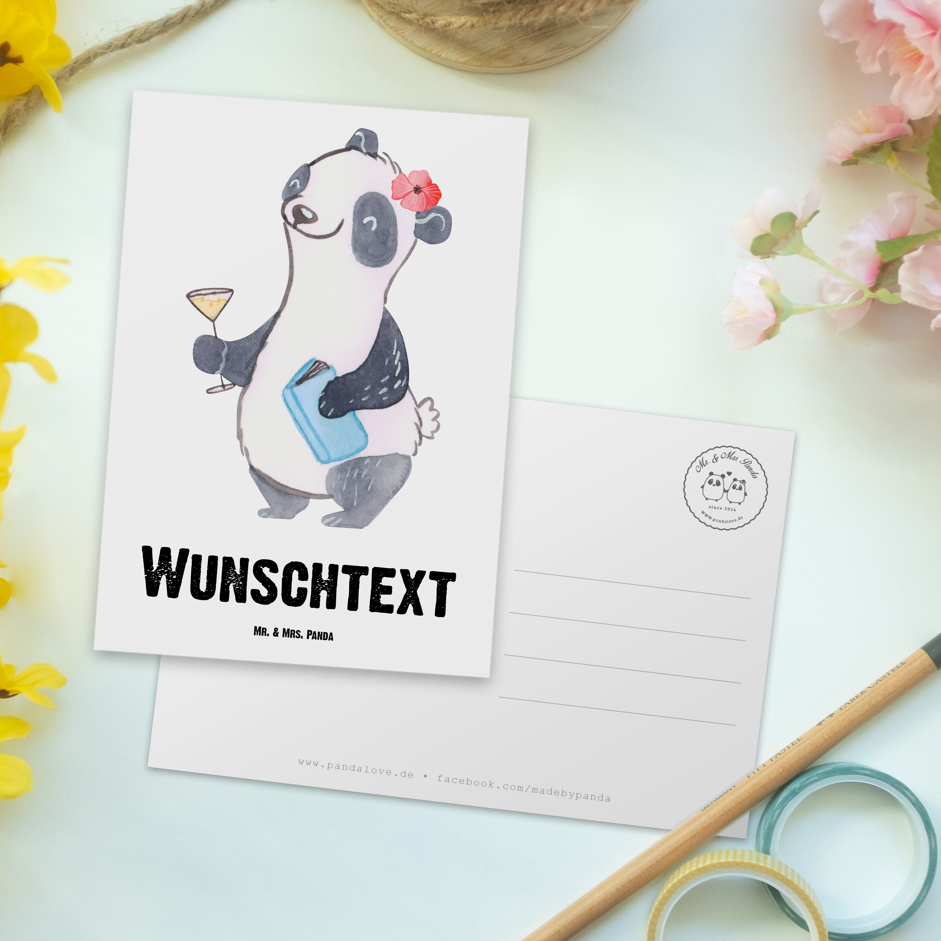 Personalisierte Postkarte Panda Beste Sitznachbarin der Welt